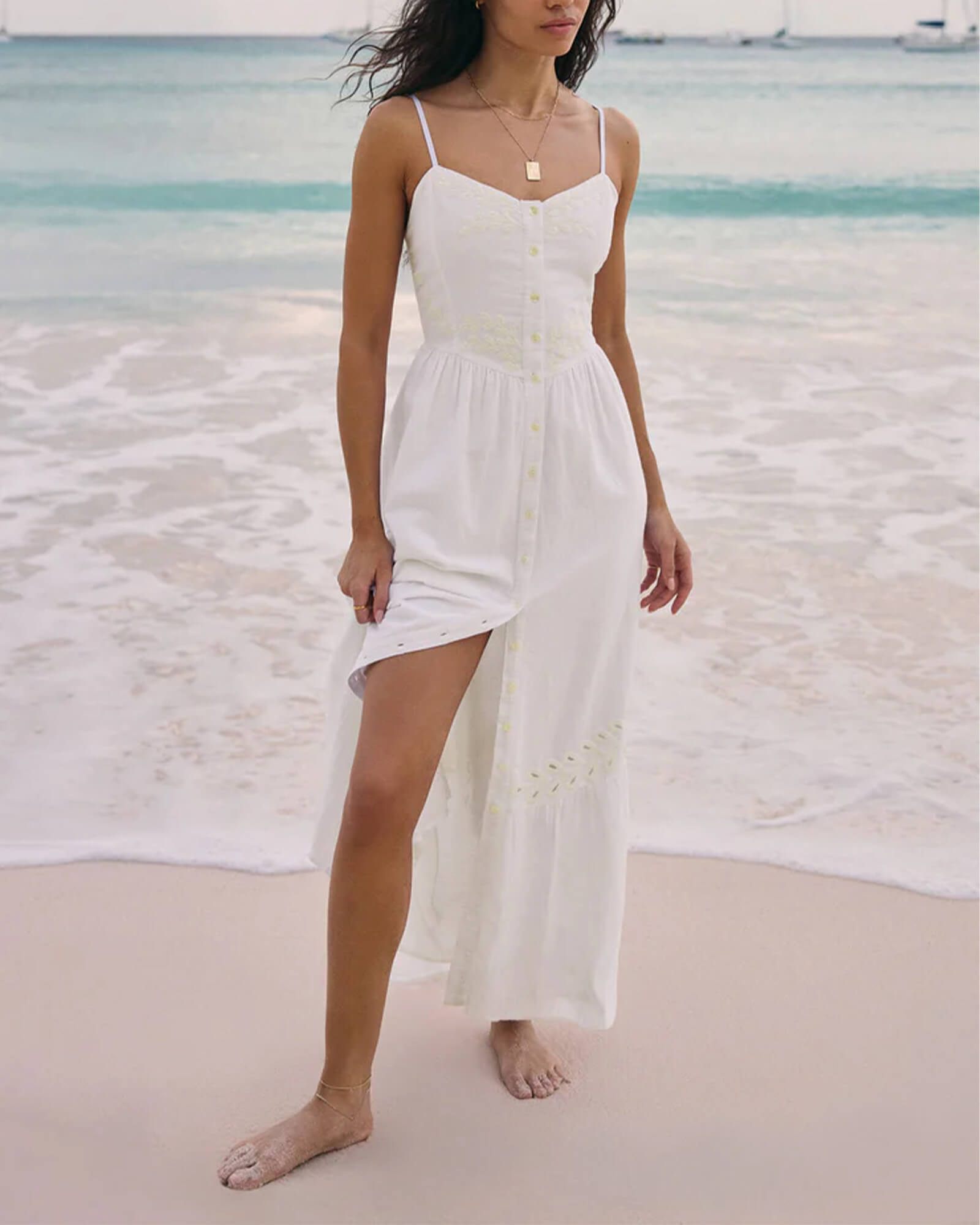 Citadelle Embroidered Linen Maxi Dress