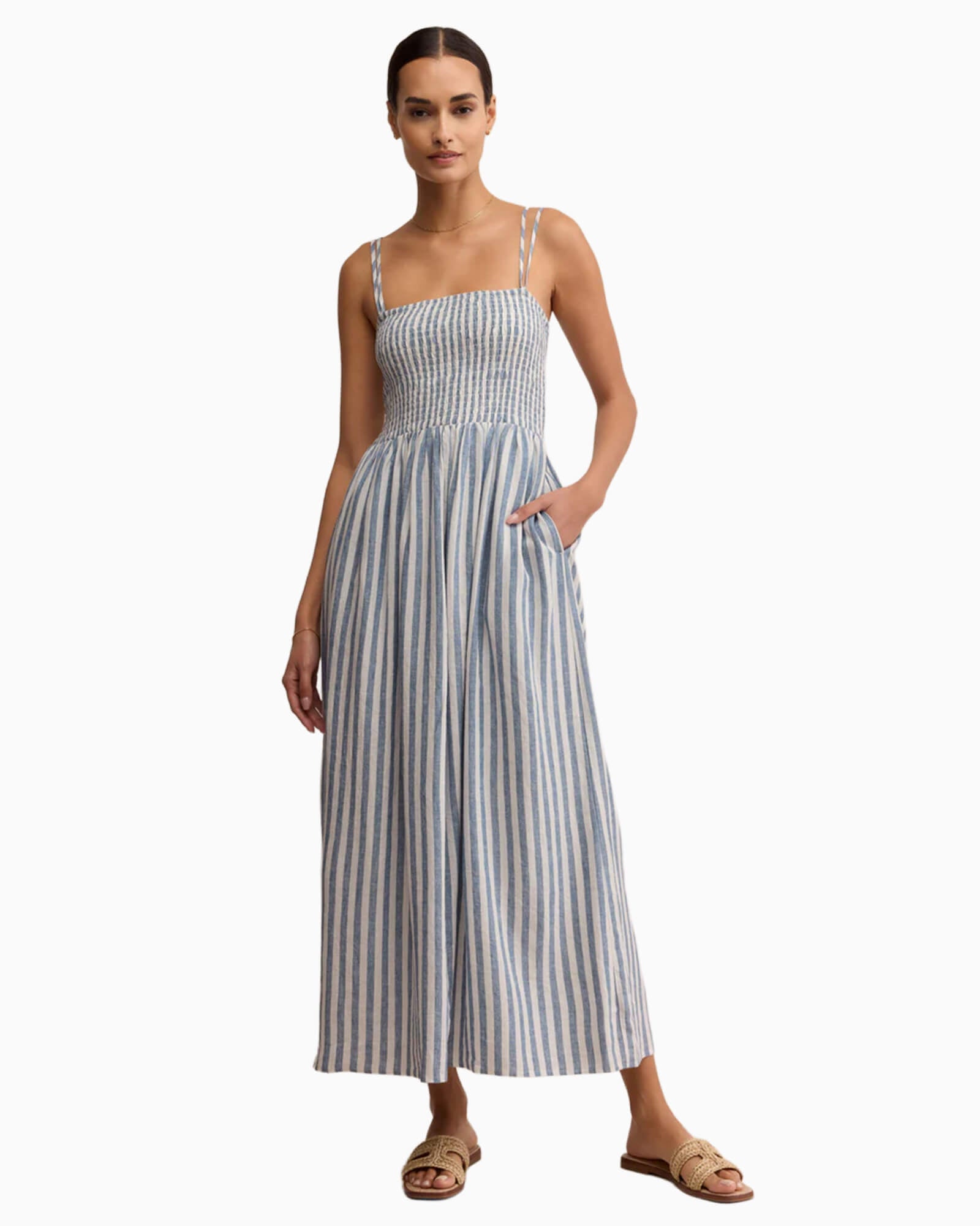 grey striped midi dress Everlasting Stripe Midi Dress In Grey Strip