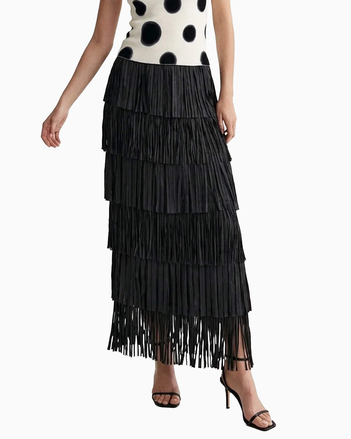 Akira Fringe Plissé Satin Skirt