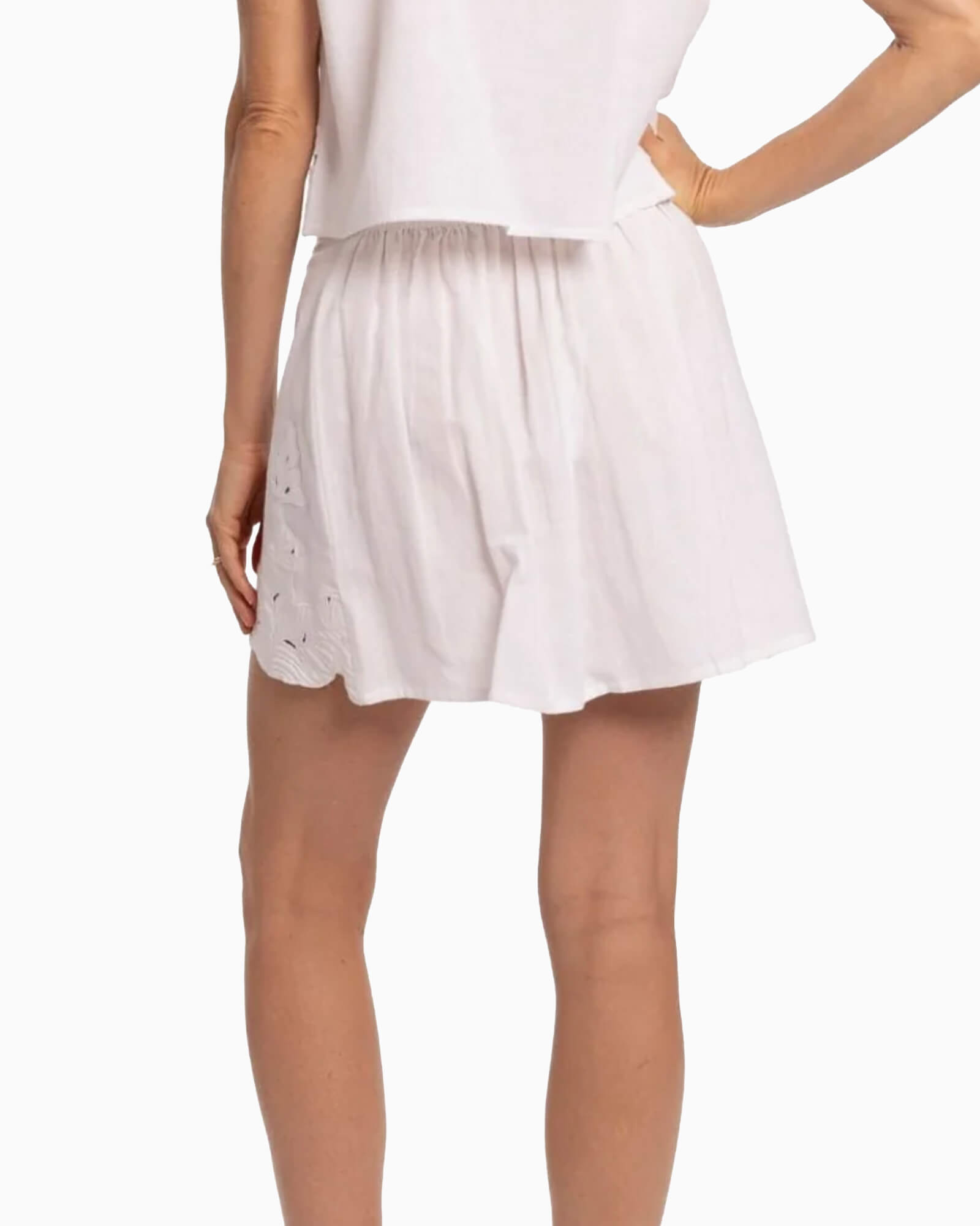 Alina Skirt White Linen - Purple Poppy