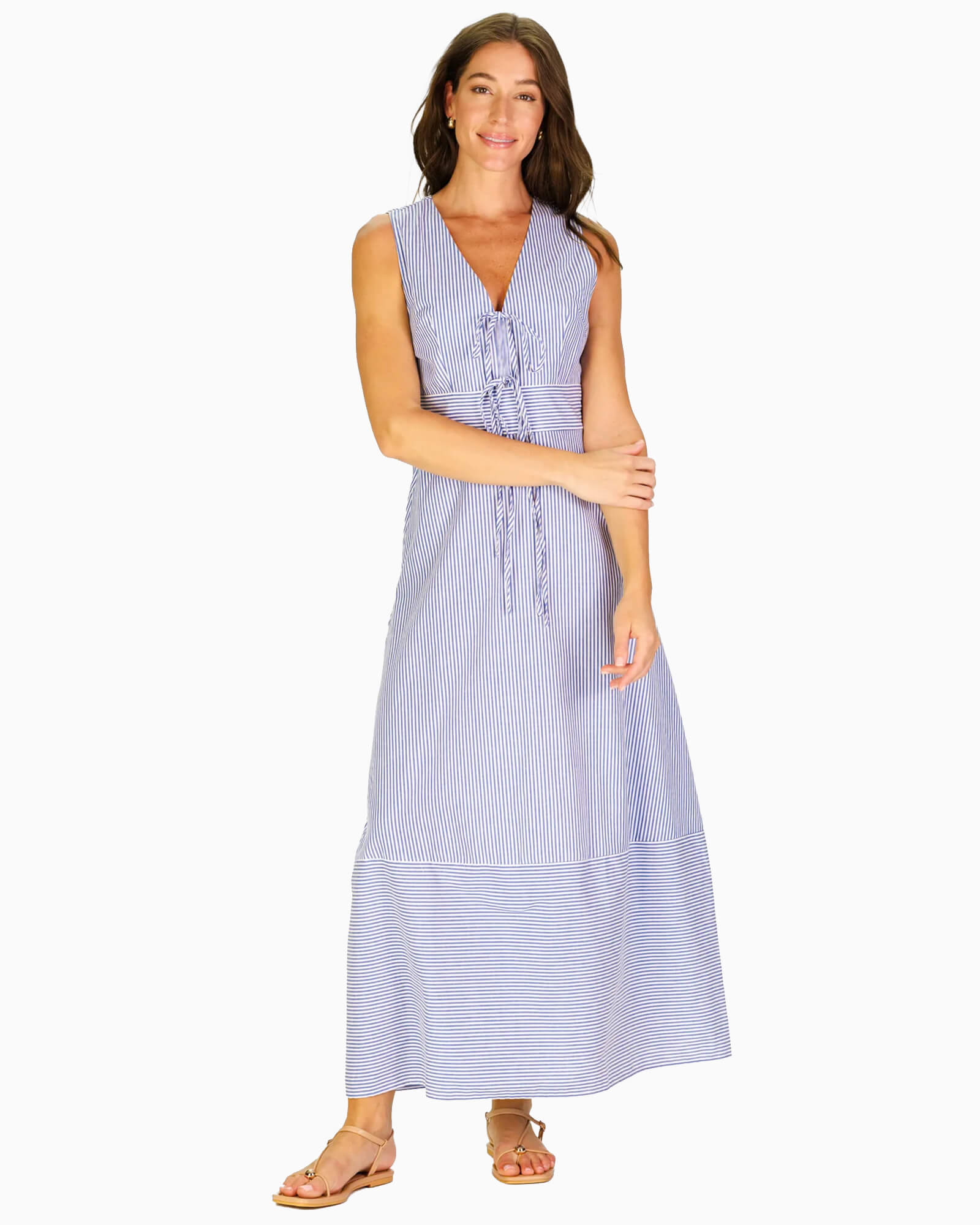Allister Dress in Navy & White Stripe - Purple Poppy