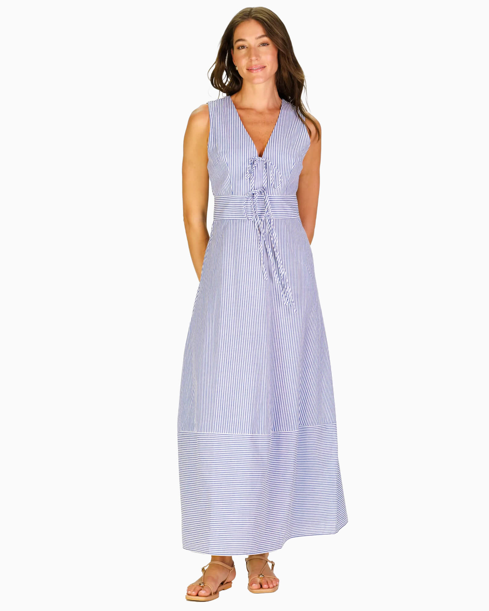 Allister Dress in Navy & White Stripe