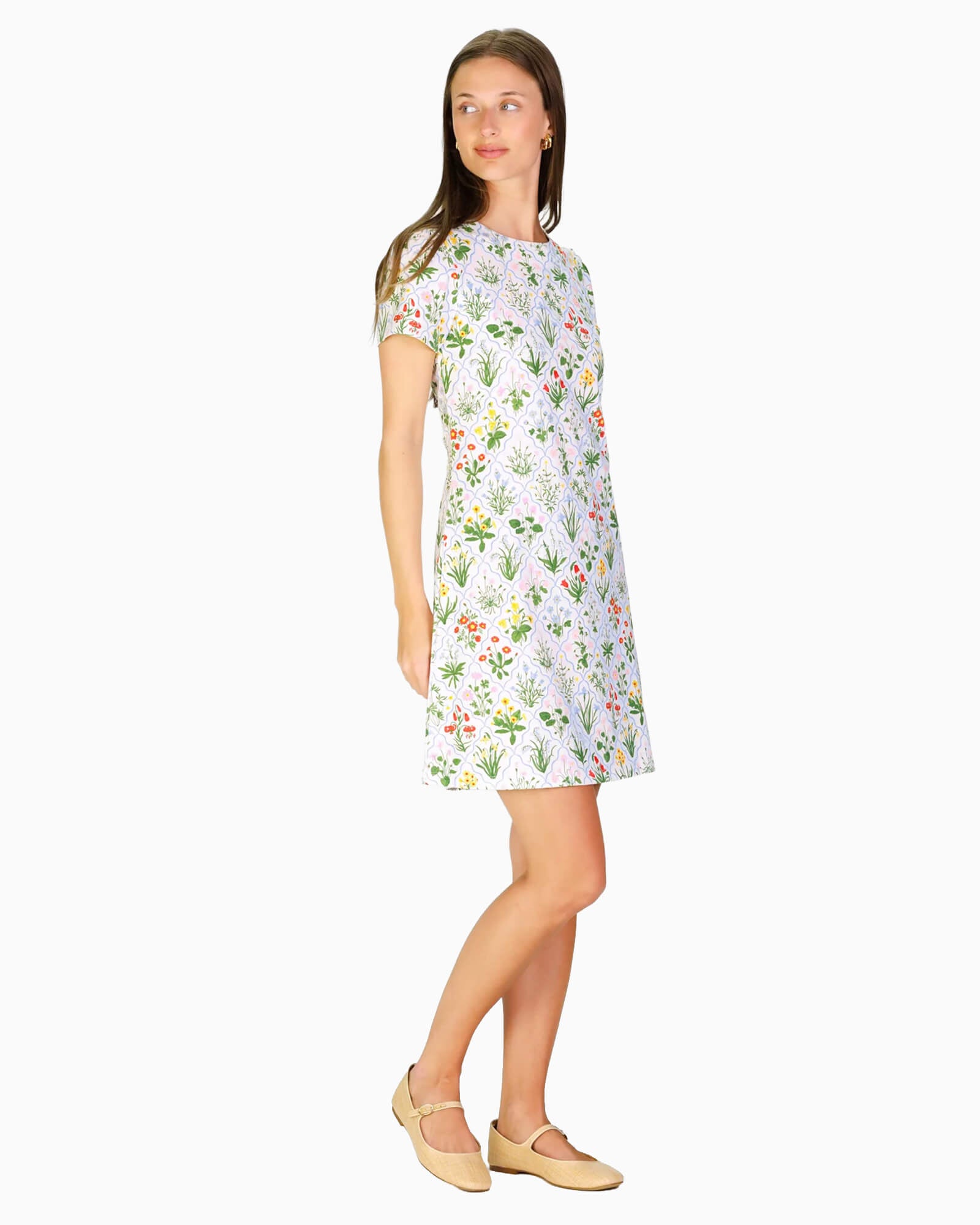 Alva Dress in Garden Lattice - Purple Poppy