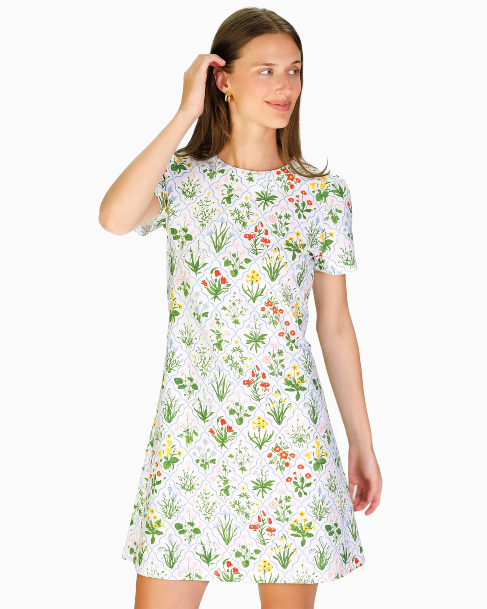 Alva Dress in Garden Lattice - Purple Poppy
