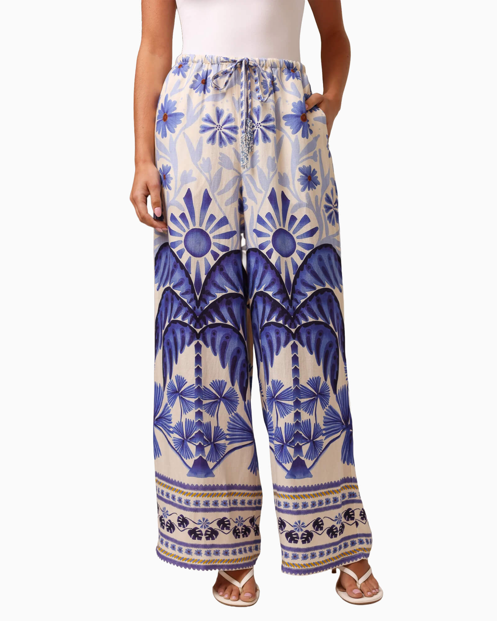 Beaded Beach Pant Blue Mirage