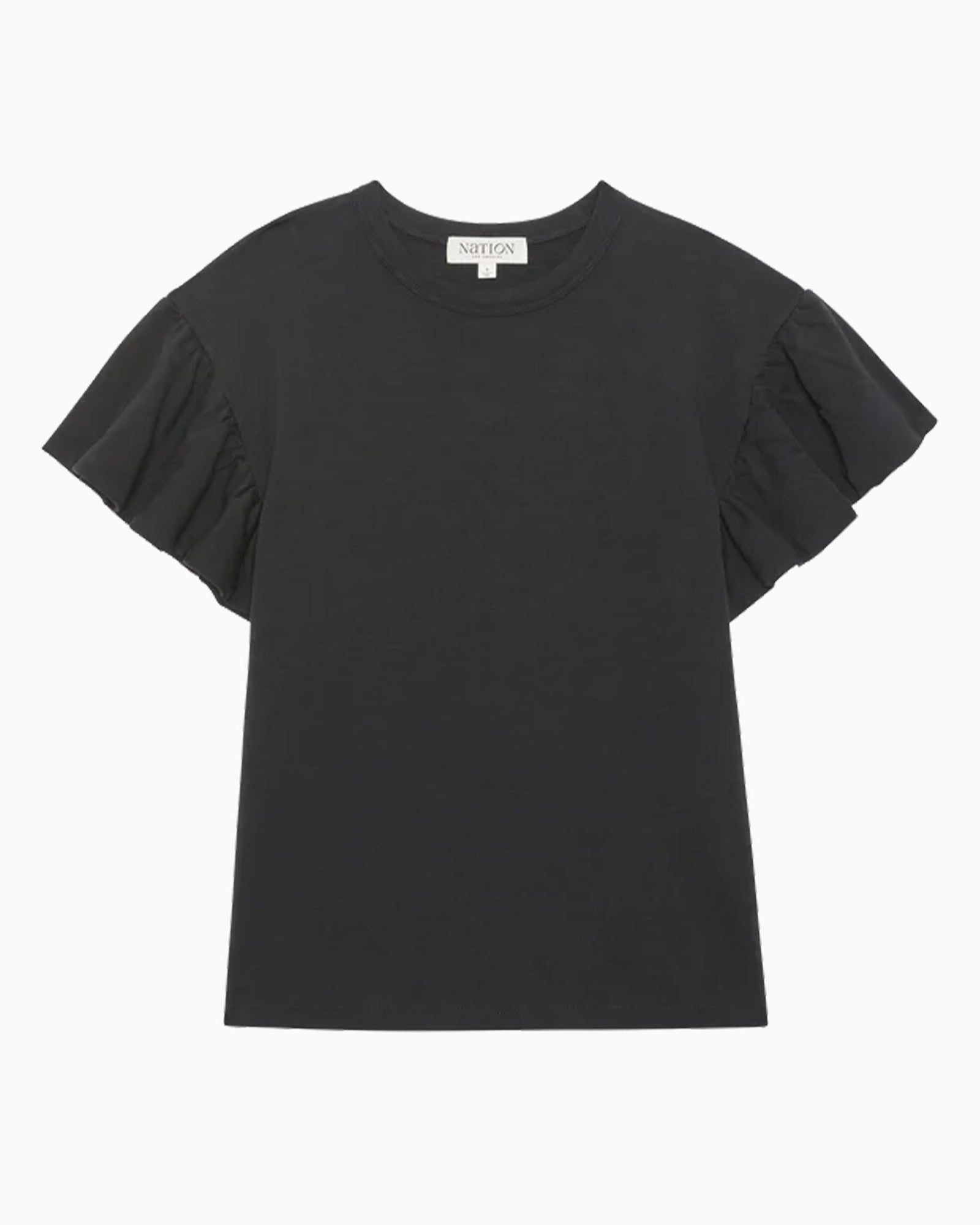 Camille Ruffle Tee Black