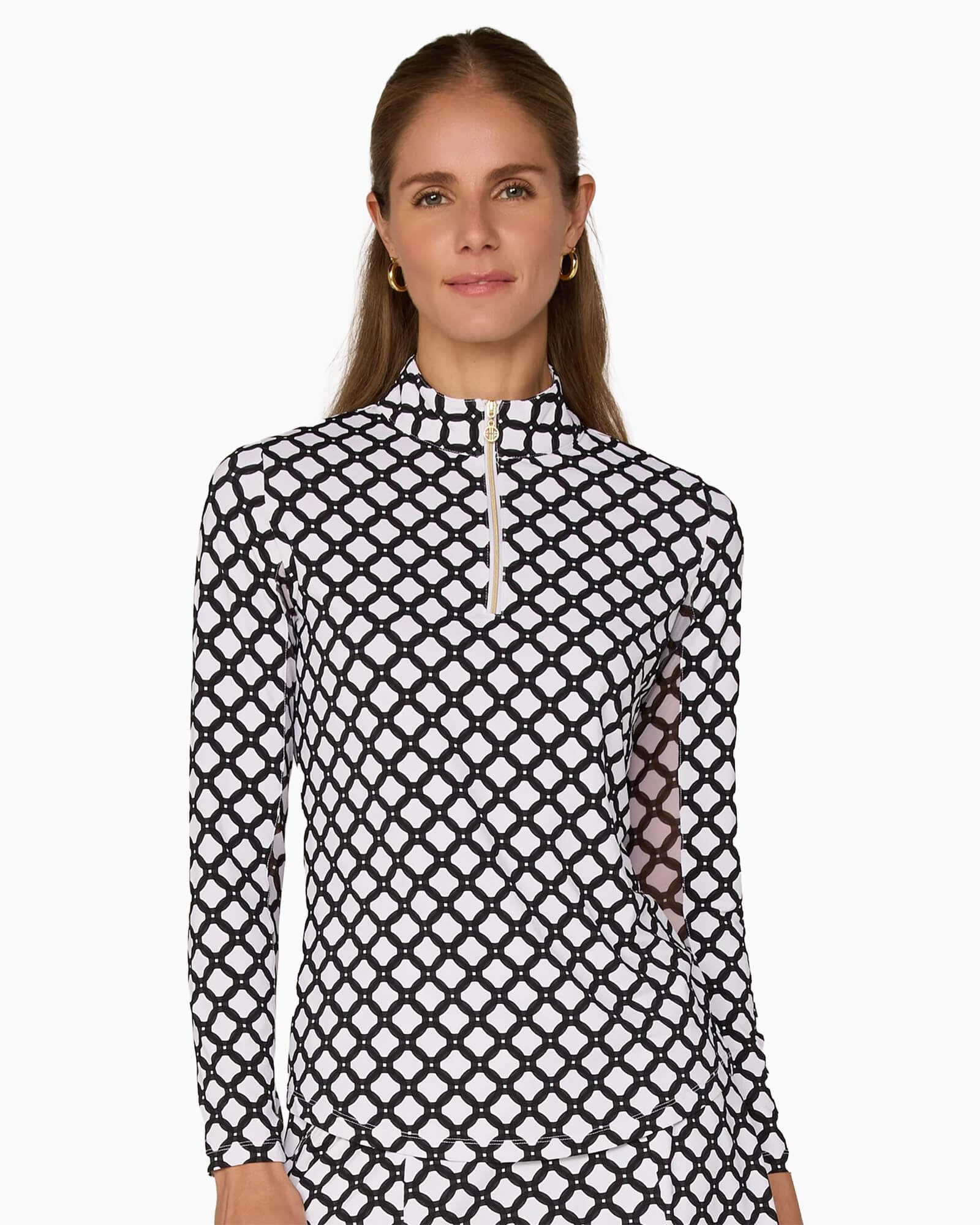 Quarter Zip Sun Protection Top Circle Black