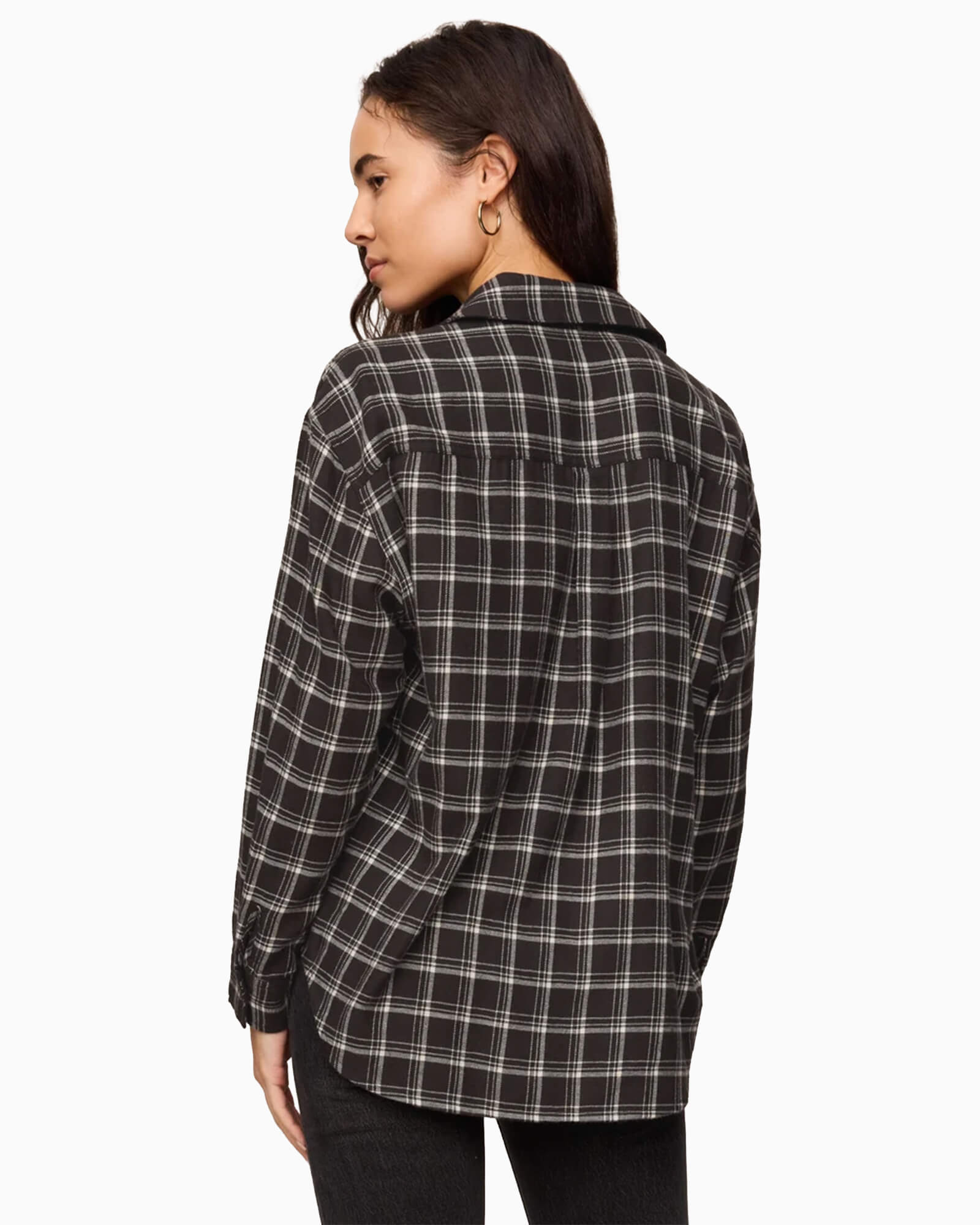 River Plaid Button Up Ash Black - Purple Poppy