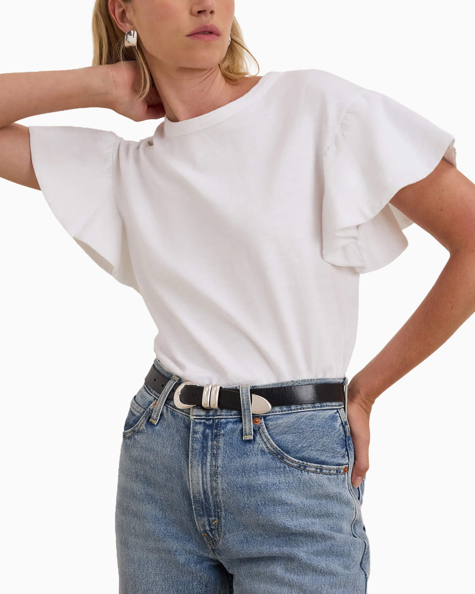 Camille Ruffle Tee White