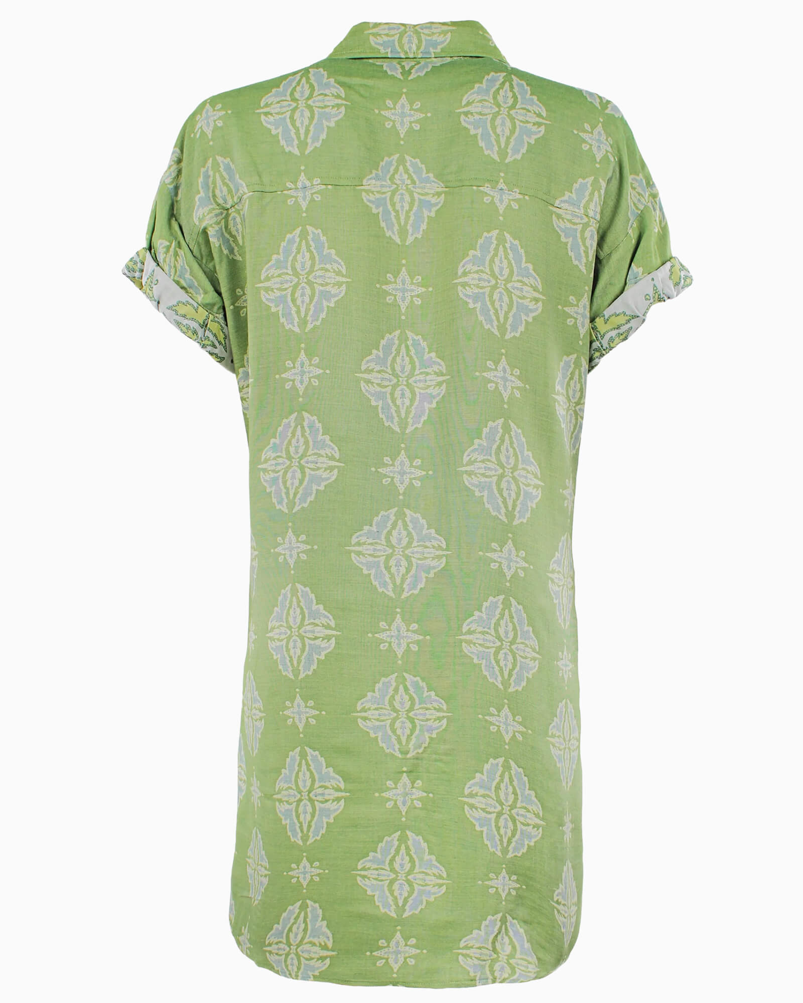 Camp Shirt Dress Green Jacquard