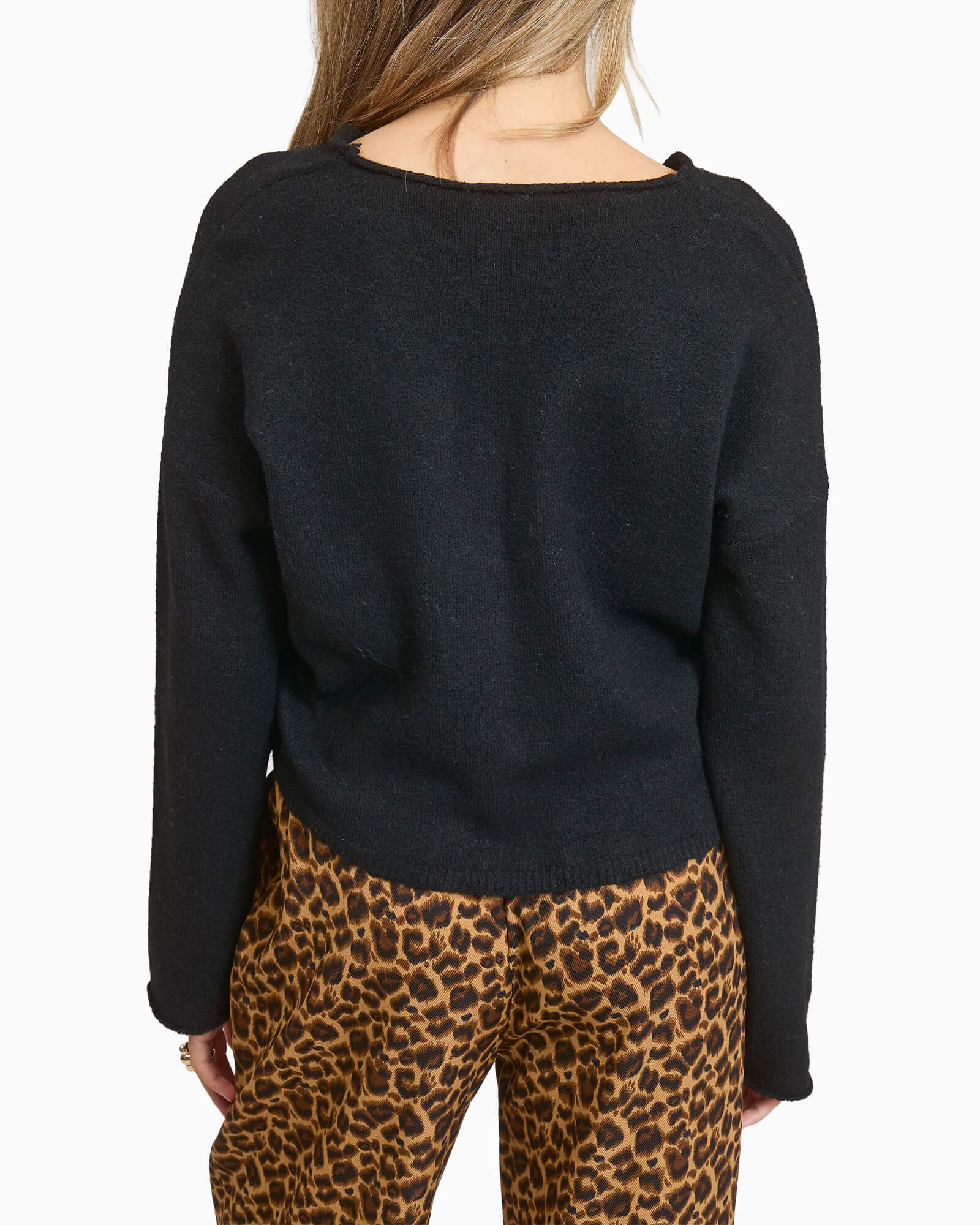 Essential Button Down Cardigan Top Black