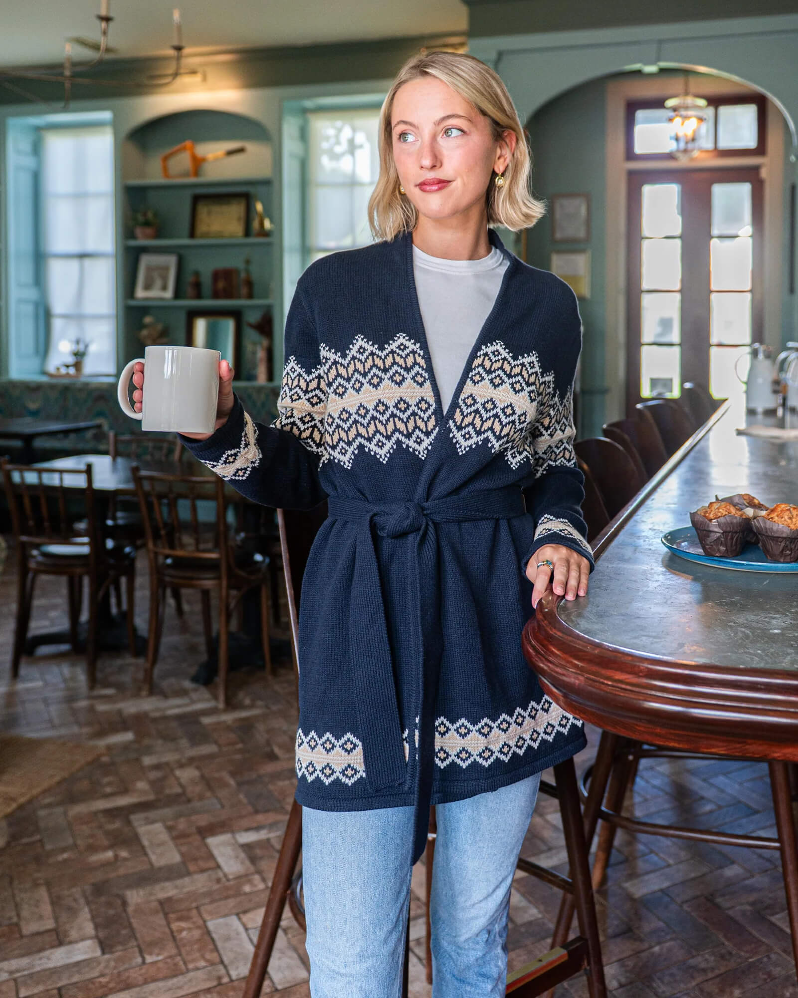 Navy Tie Front Cardigan