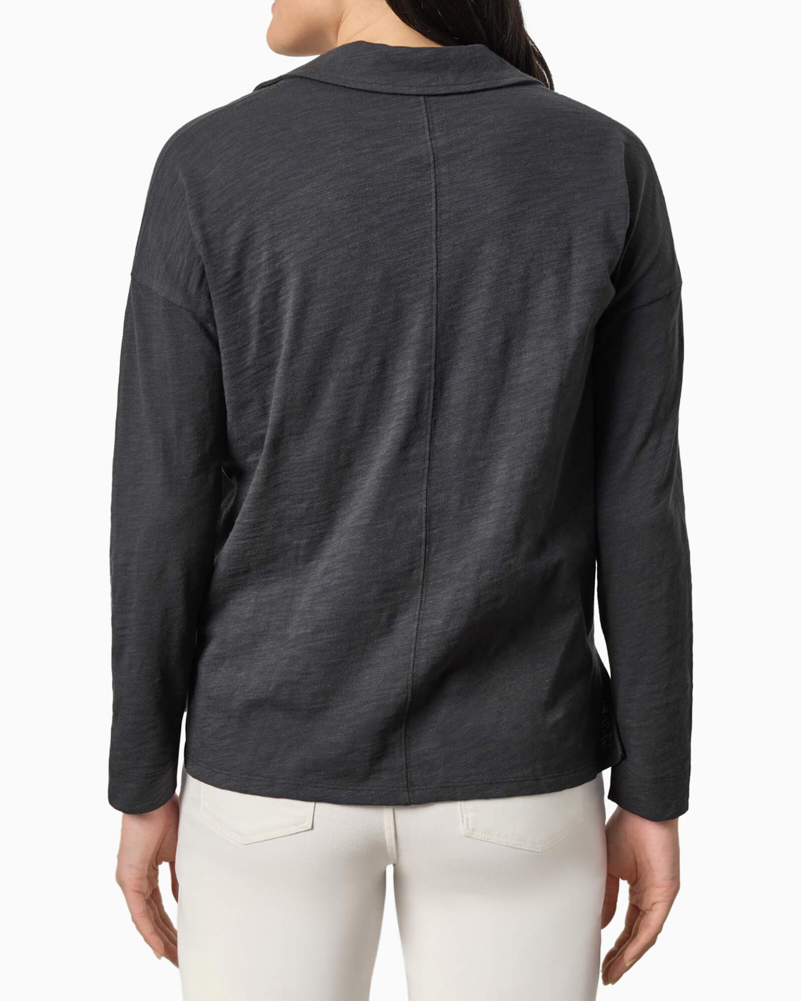 Easy Collared Split Neck Tee Black