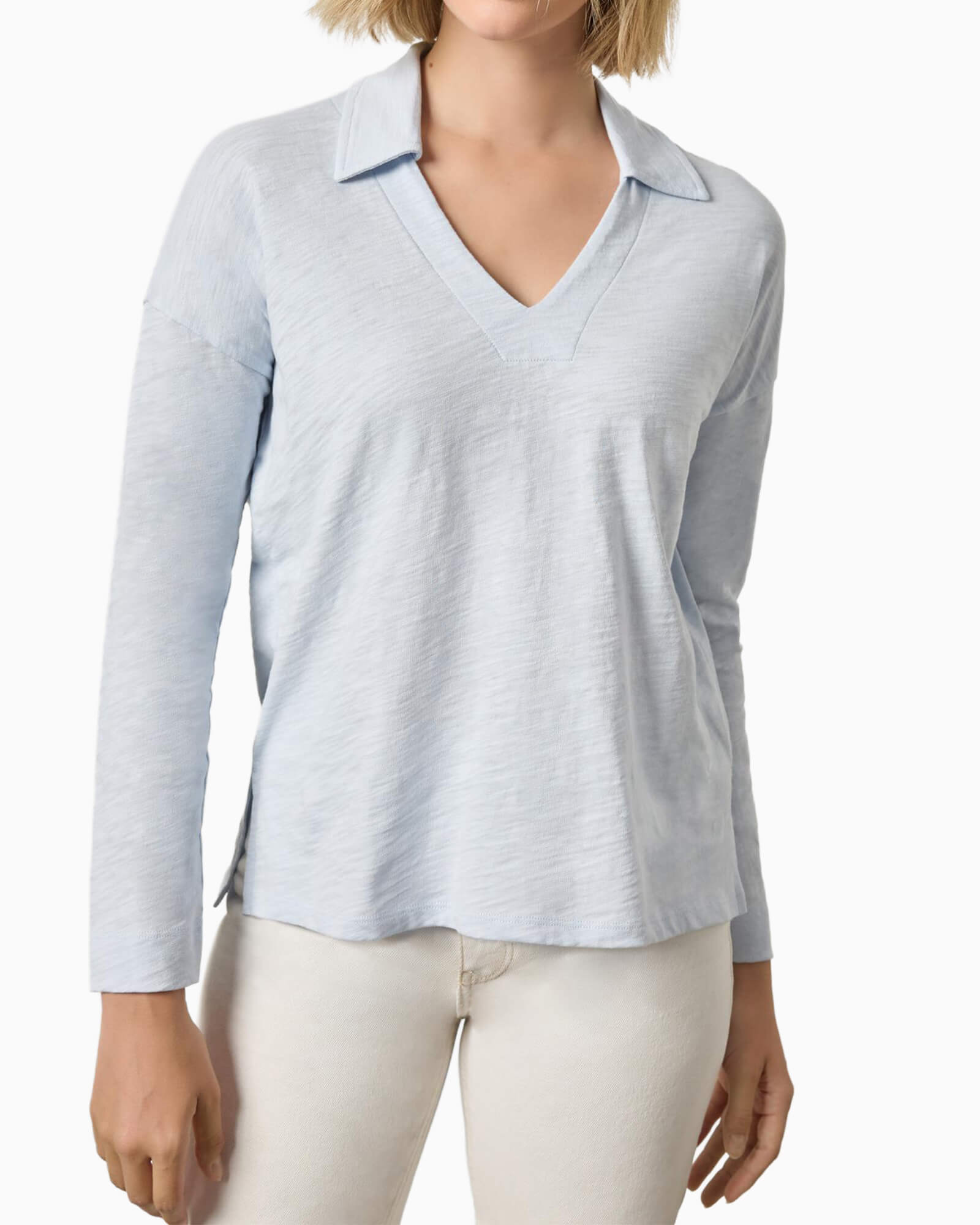 Easy Collared Split Neck Tee Glass