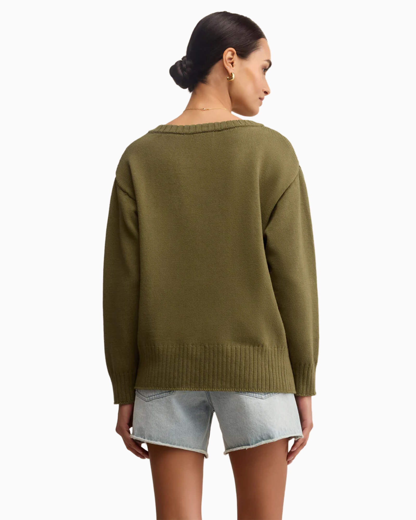 All Around Cotton V-Neck Sweater Fern