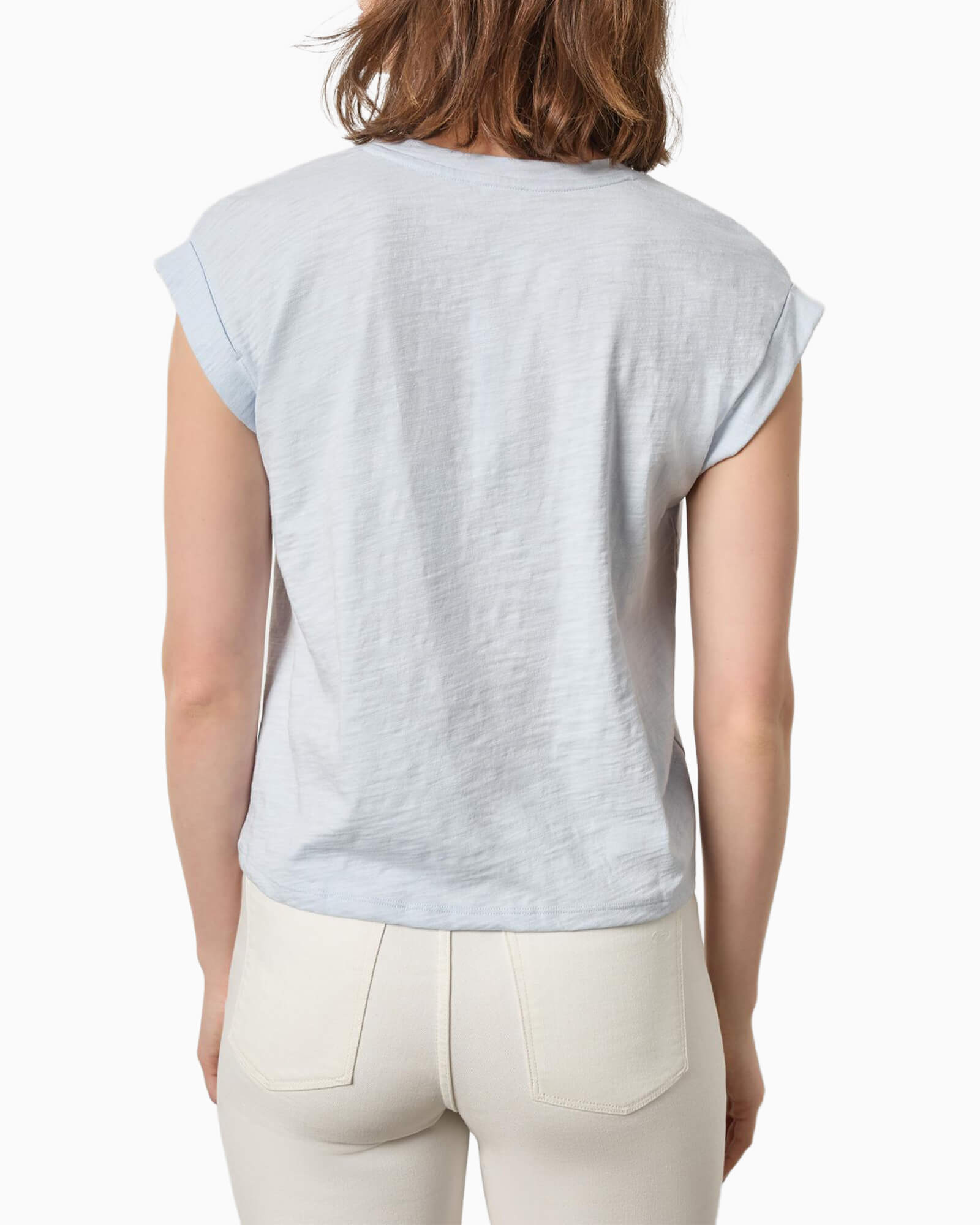 Cuffed Sleeve V-Neck Tee Glass