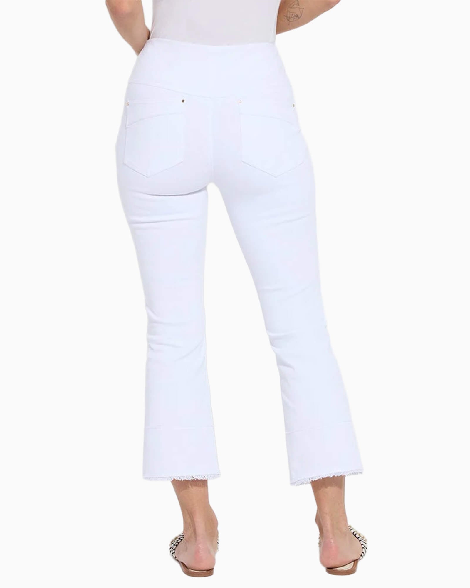 Dara Seamed Hem Crop Denim White