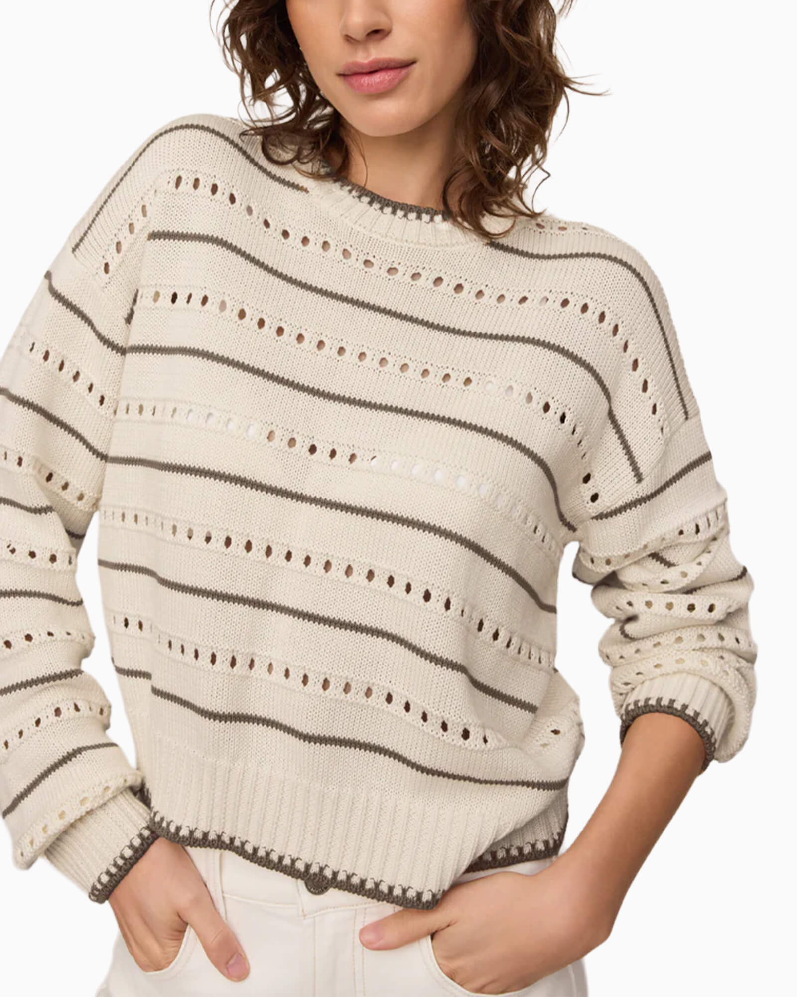 Darby Stripe Pointelle Sweater
