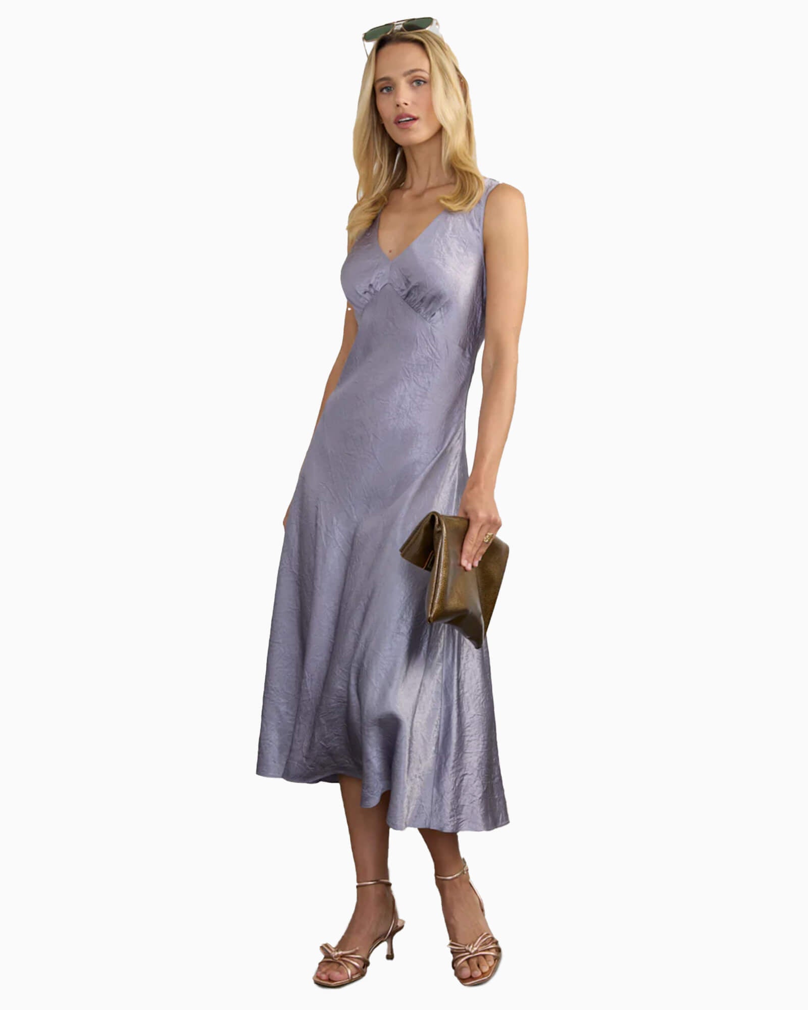 Darya Double V Neck Dress Freesia