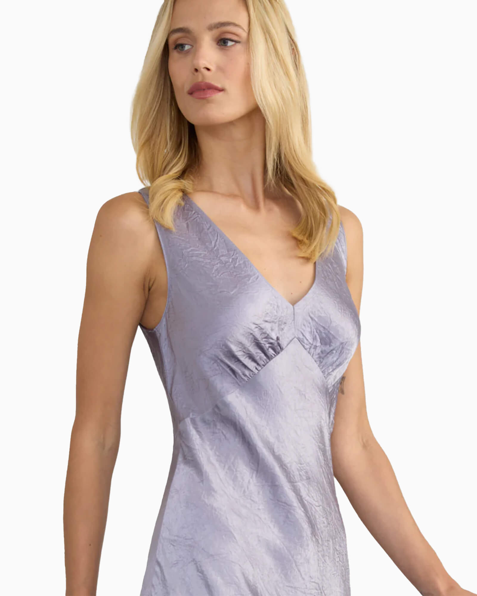 Darya Double V Neck Dress Navy