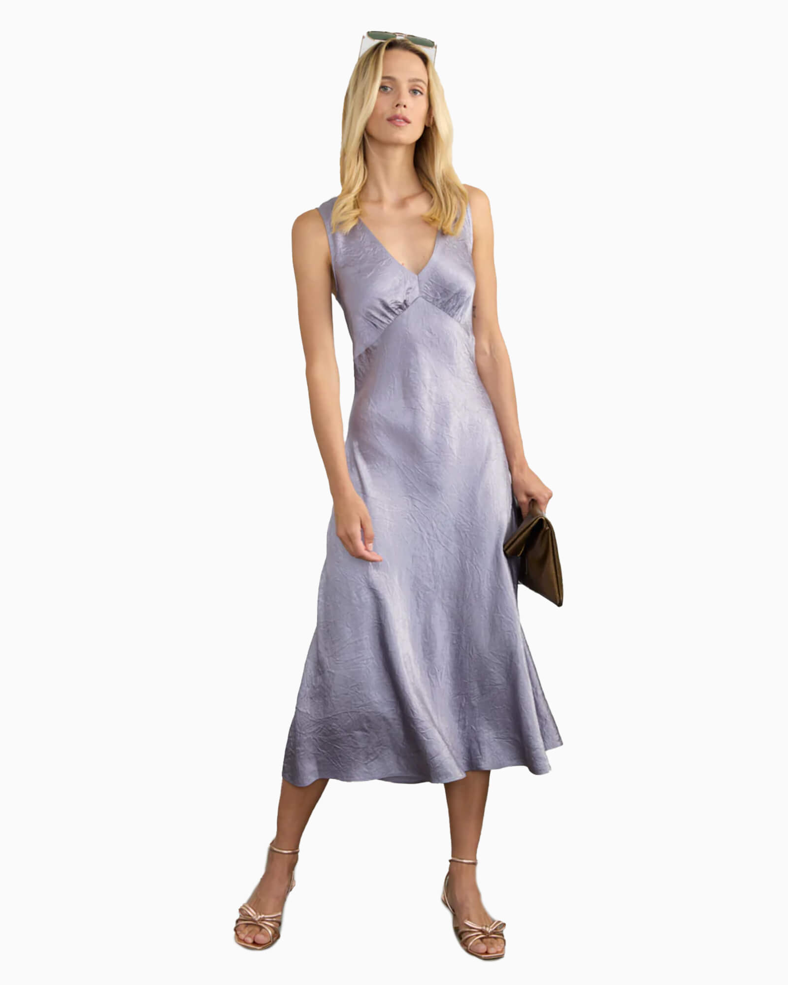 Darya Double V Neck Dress Freesia