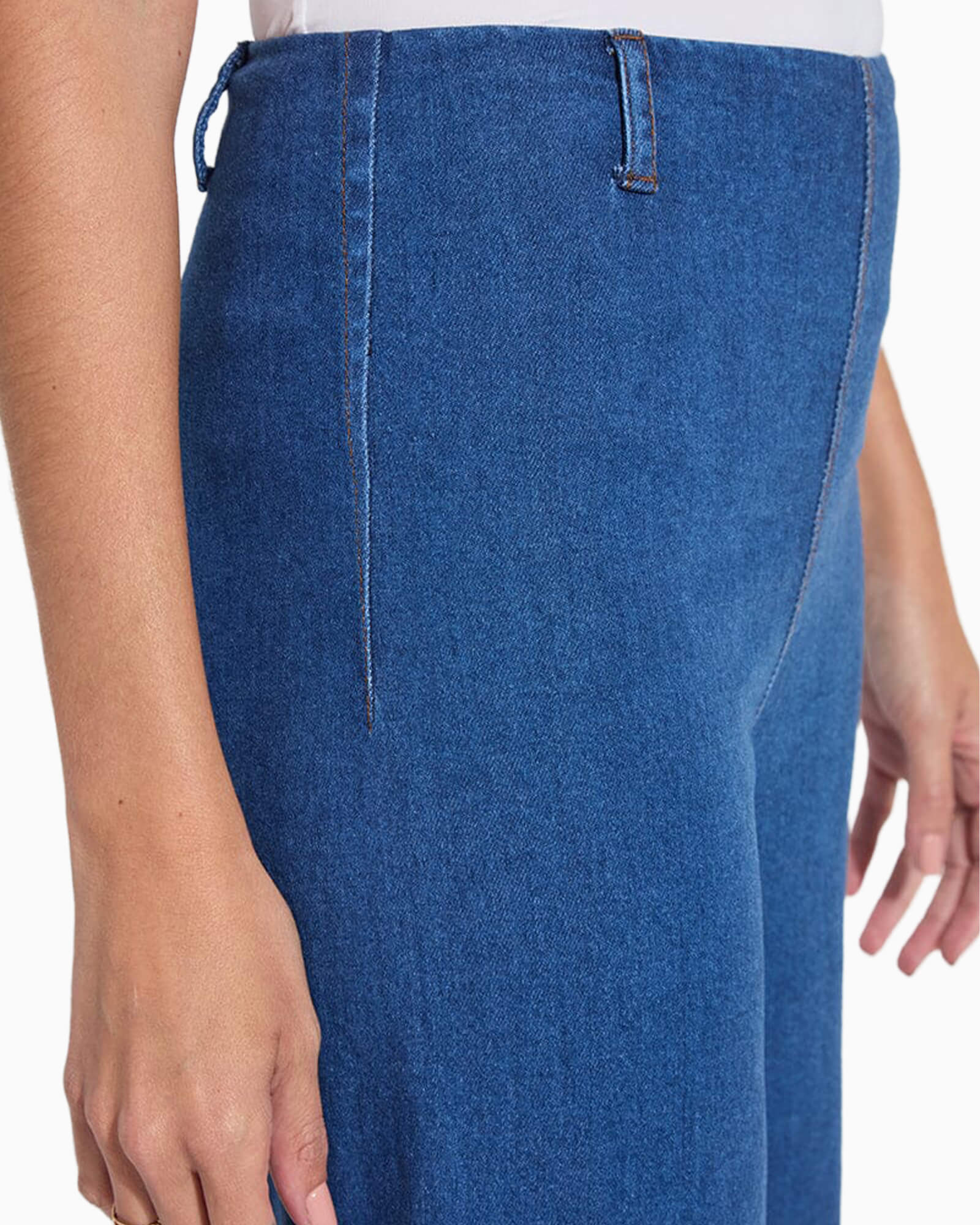 Fringe Hi Waist Wide Leg Crop Denim