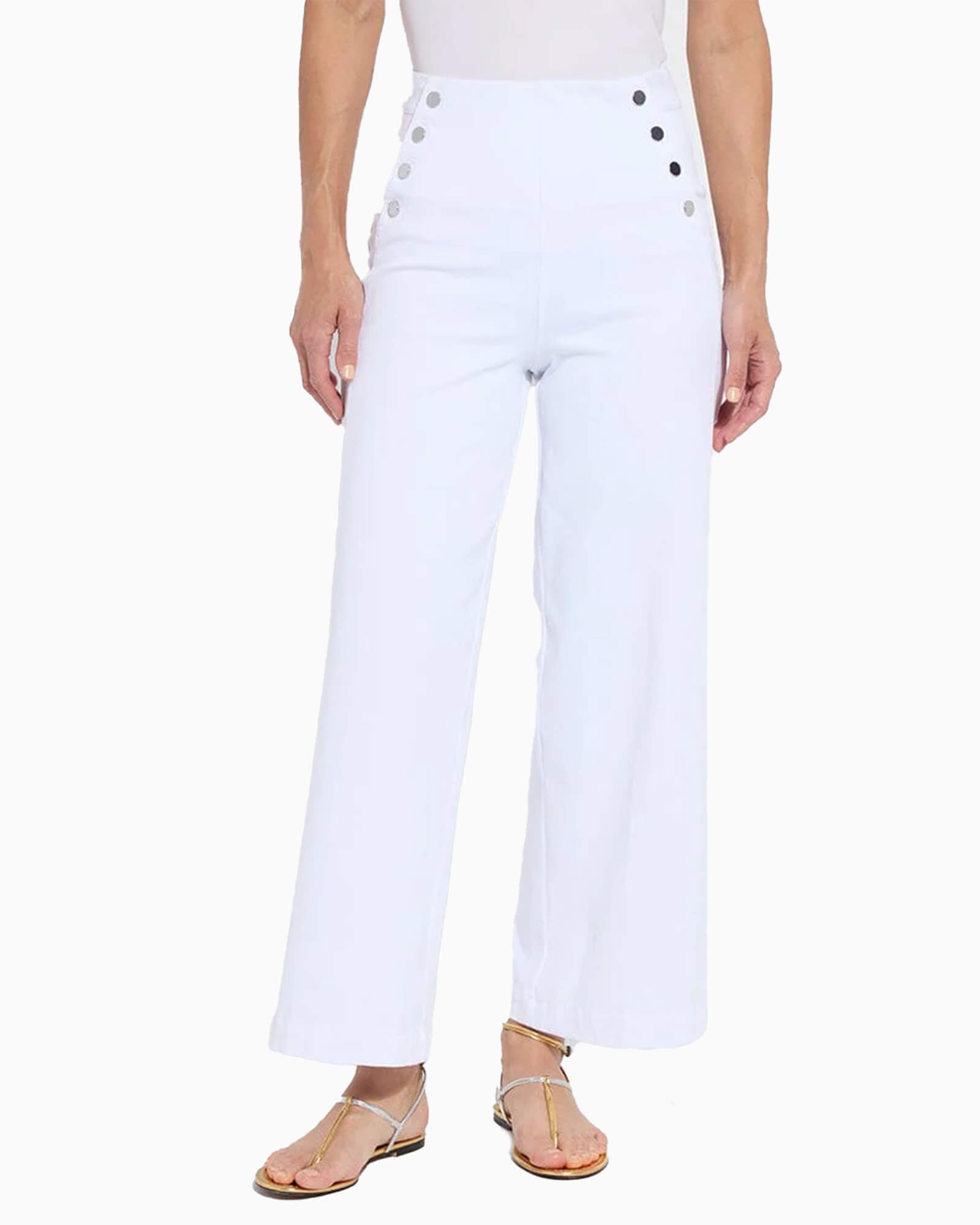 Mallory Sailor High Waist Wide Leg Denim White