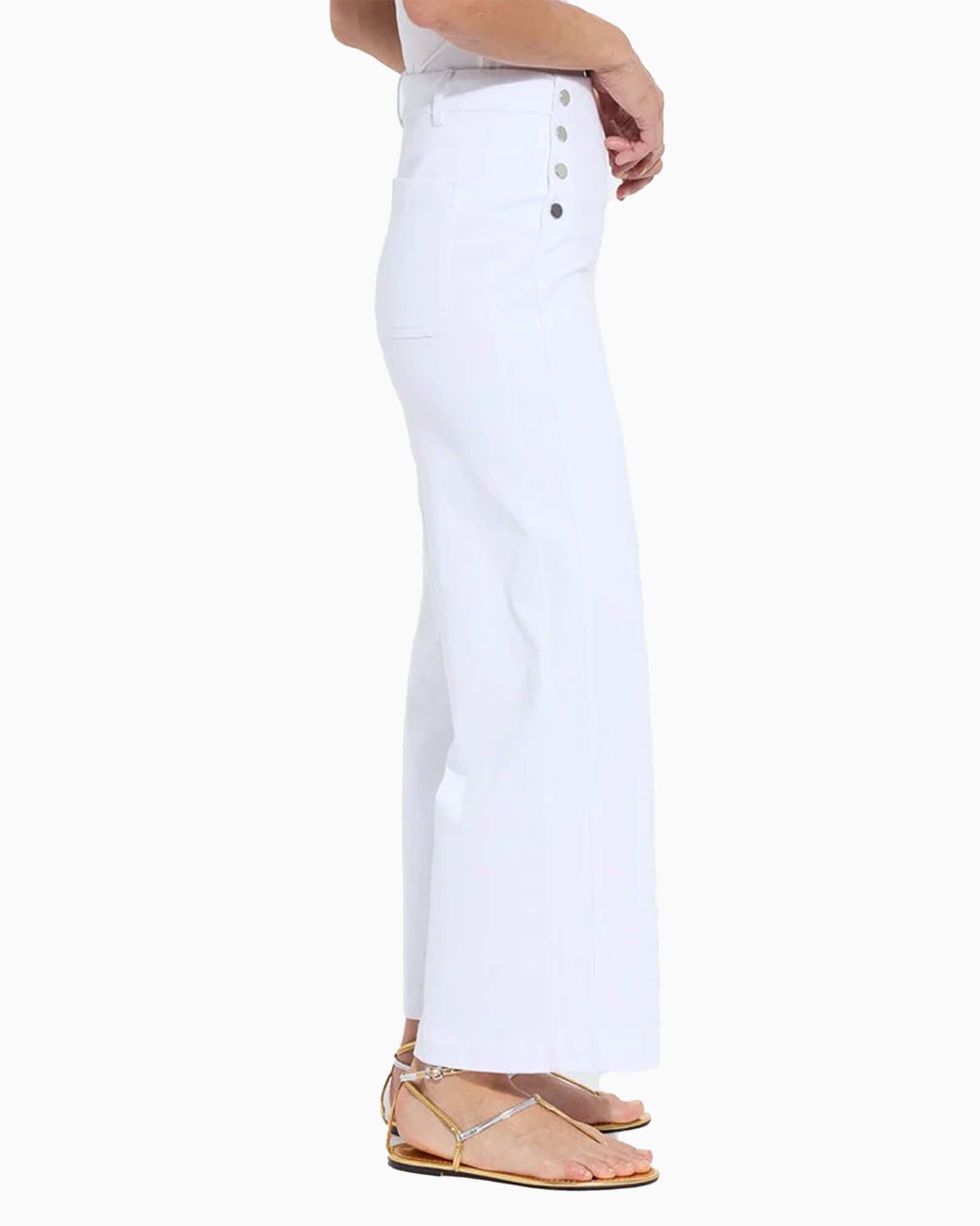Mallory Sailor High Waist Wide Leg Denim White