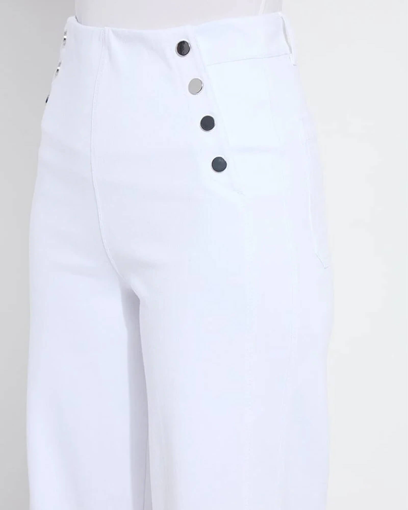 Mallory Sailor High Waist Wide Leg Denim White