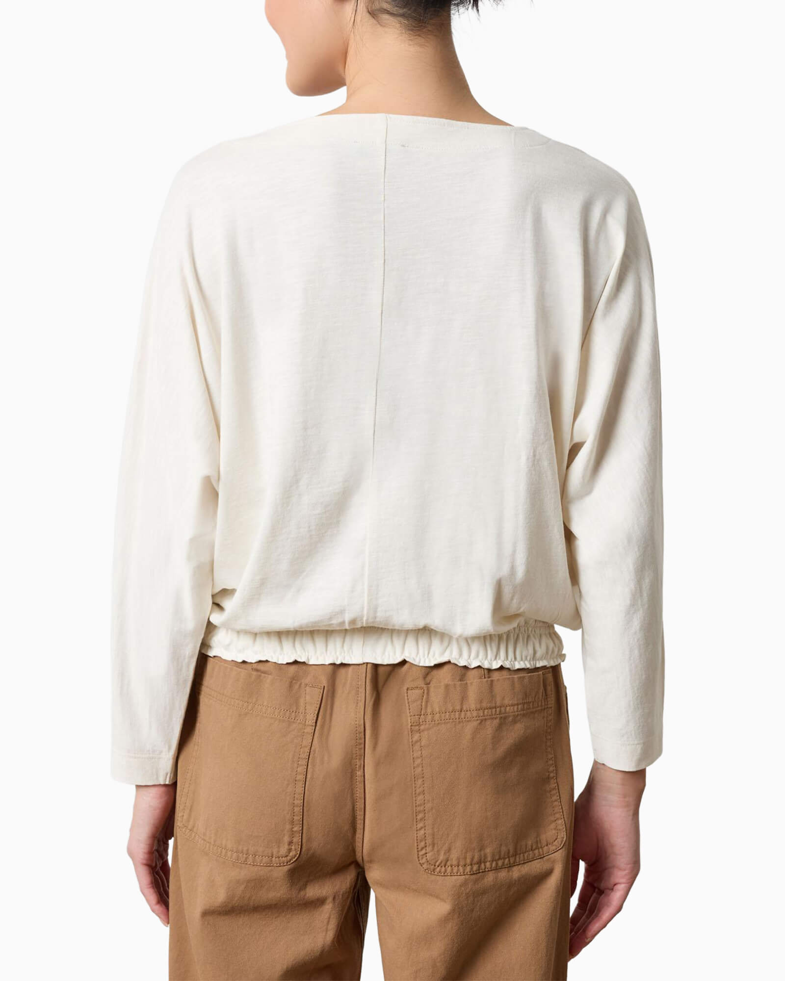 Elastic Hem Dolman Boatneck Talc