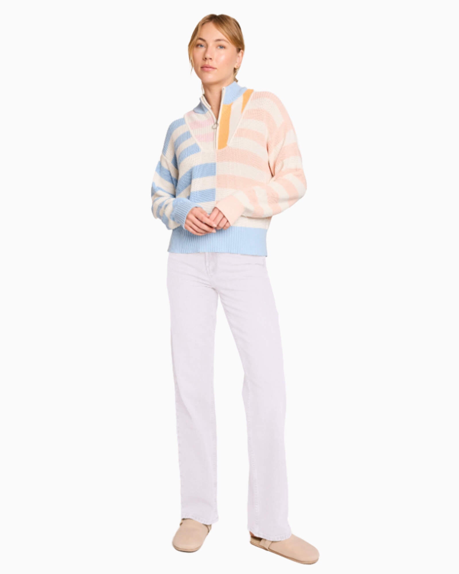 Mixed Stripe Half Zip
