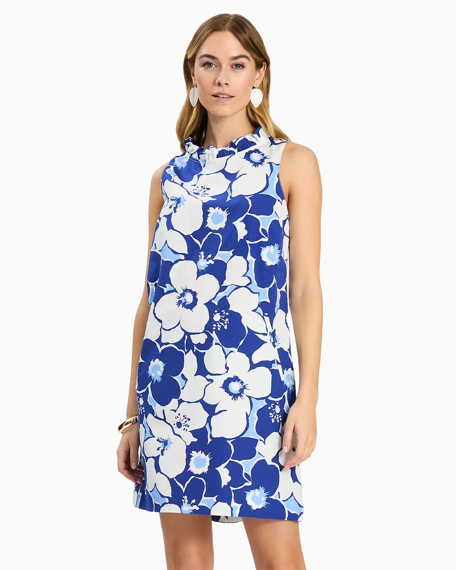 Ella Cerulean Floral Ruffle Back Dress