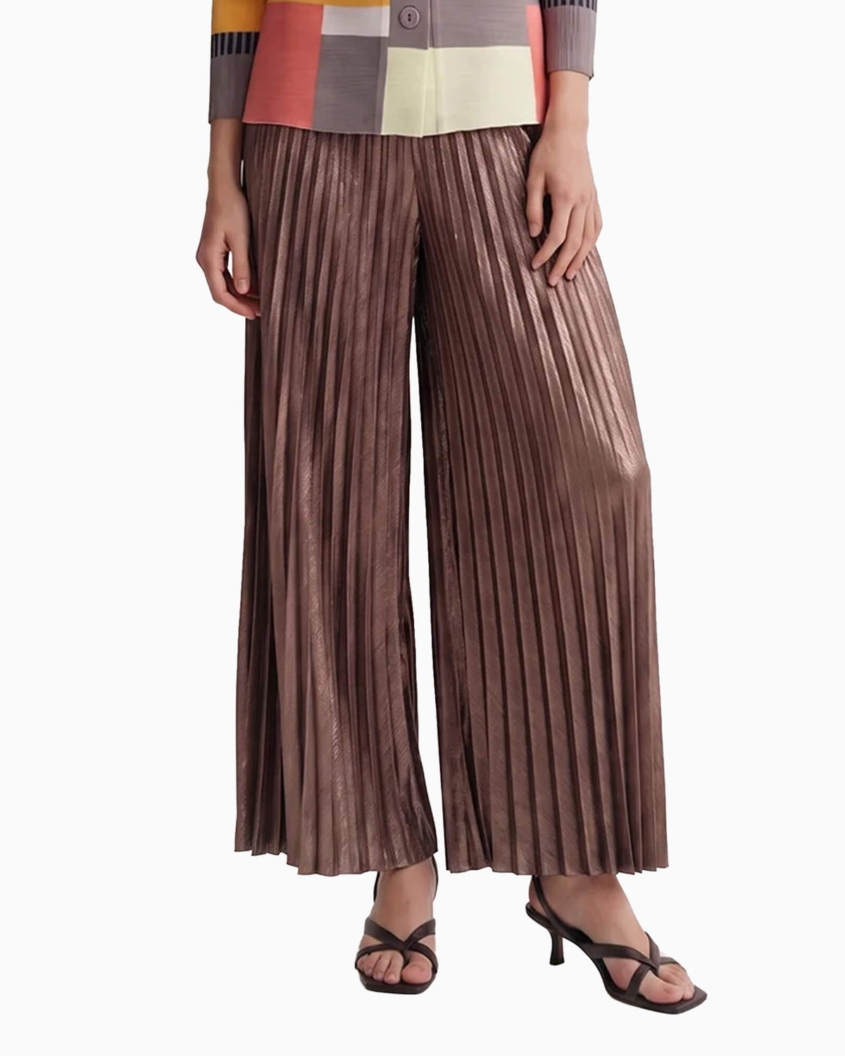 Esther Metallic Pleated Palazzo Pant
