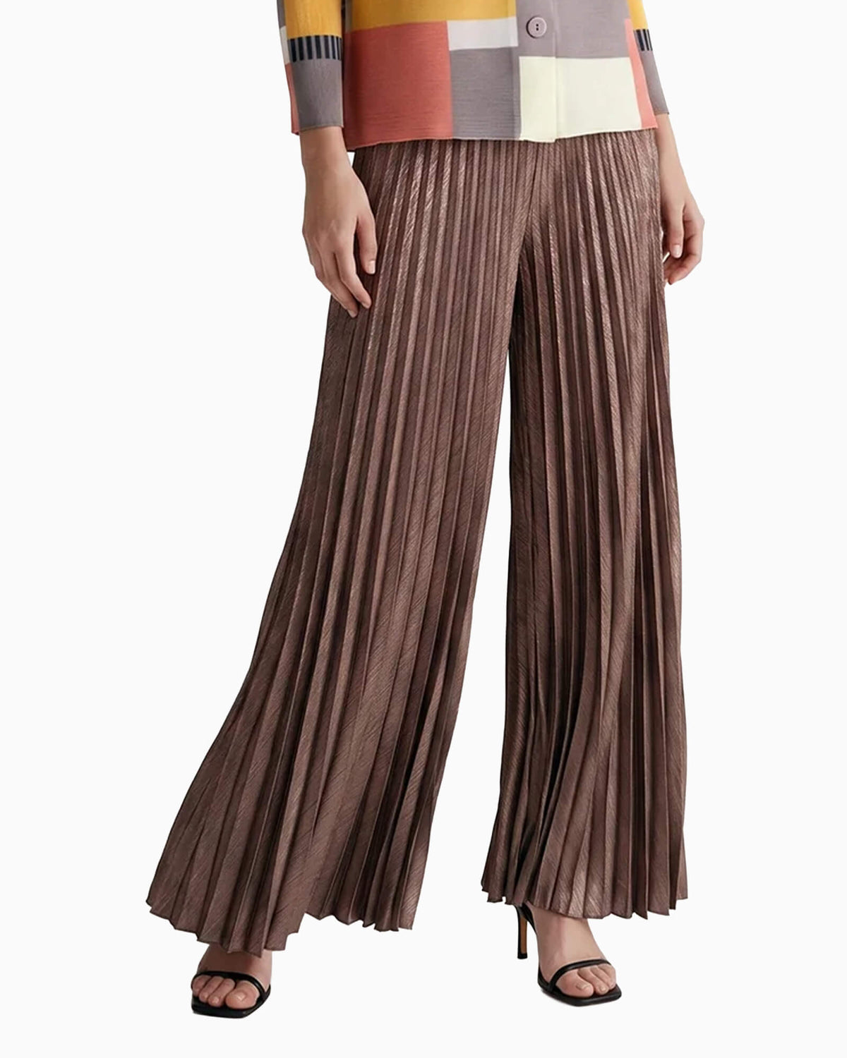 Esther Metallic Pleated Palazzo Pant