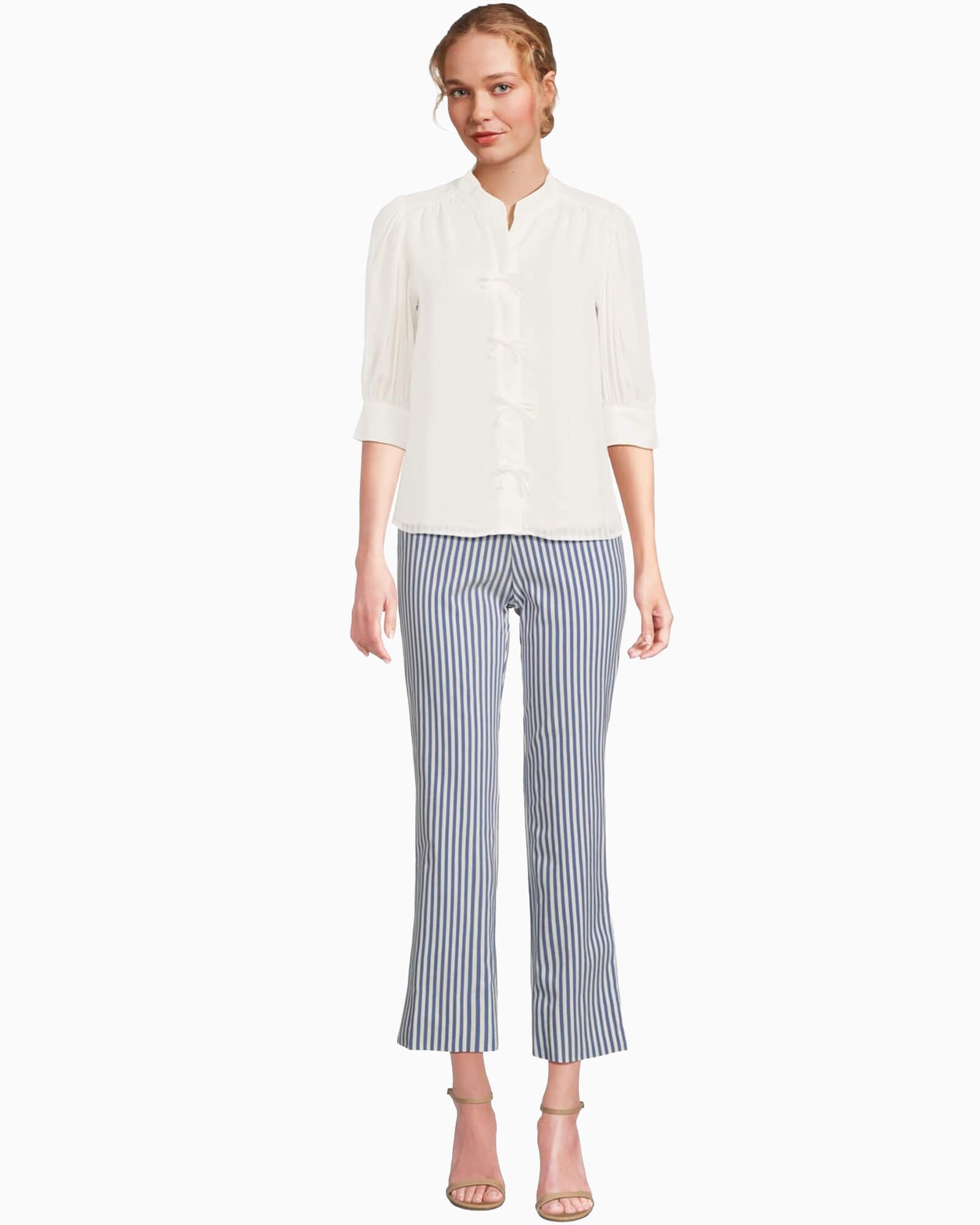 Krazy Larry Pull-On Wide Ankle Pant Indigo Stripe - Purple Poppy