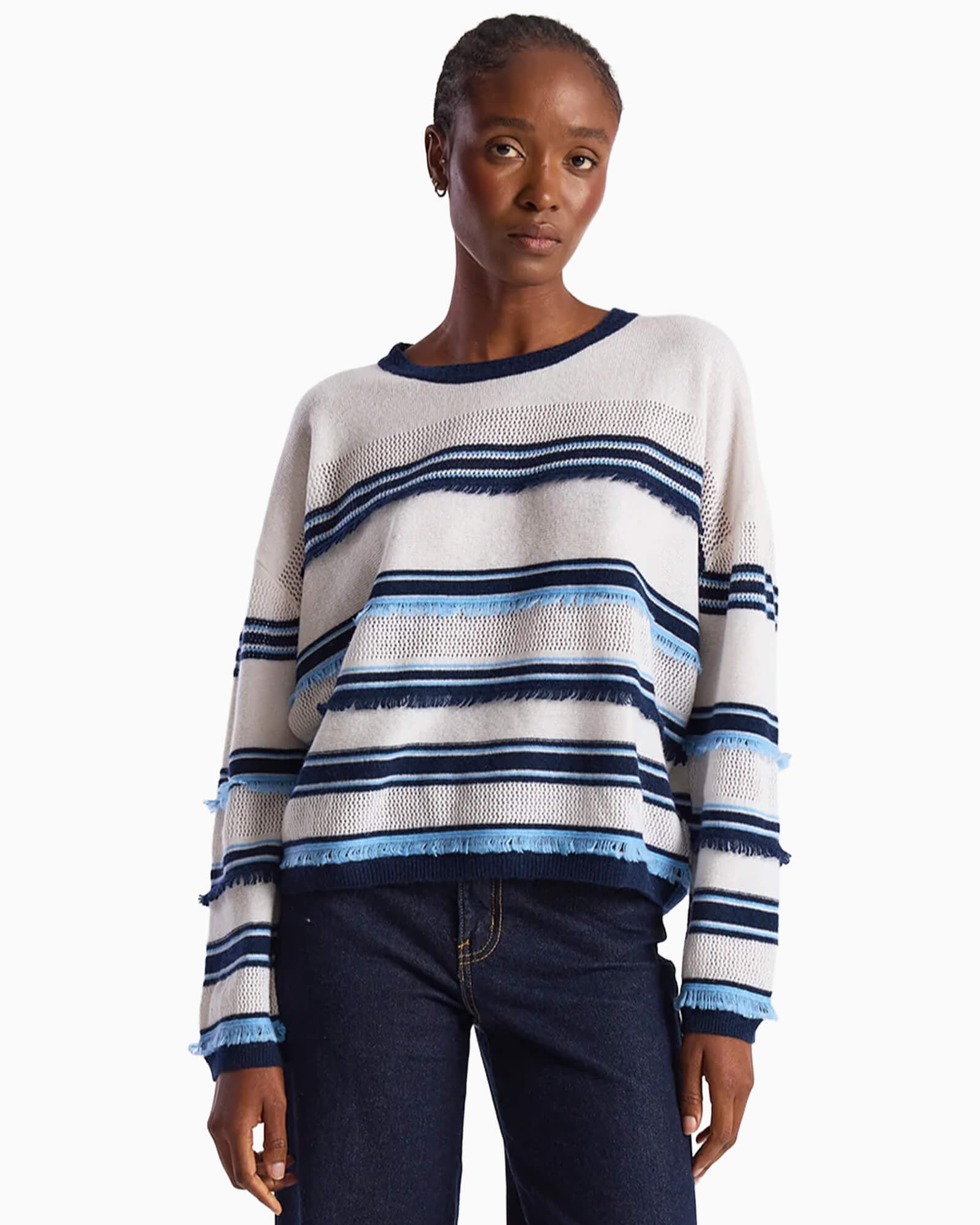 Funky Stripe Cashmere Crew Neck Jumper