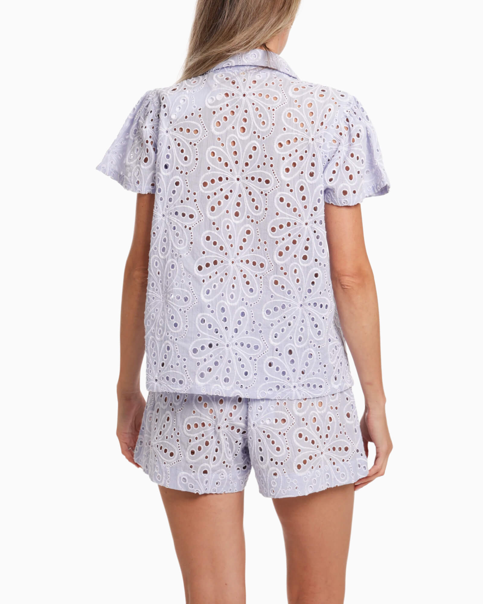 Gala Top Blue Eyelet - Purple Poppy