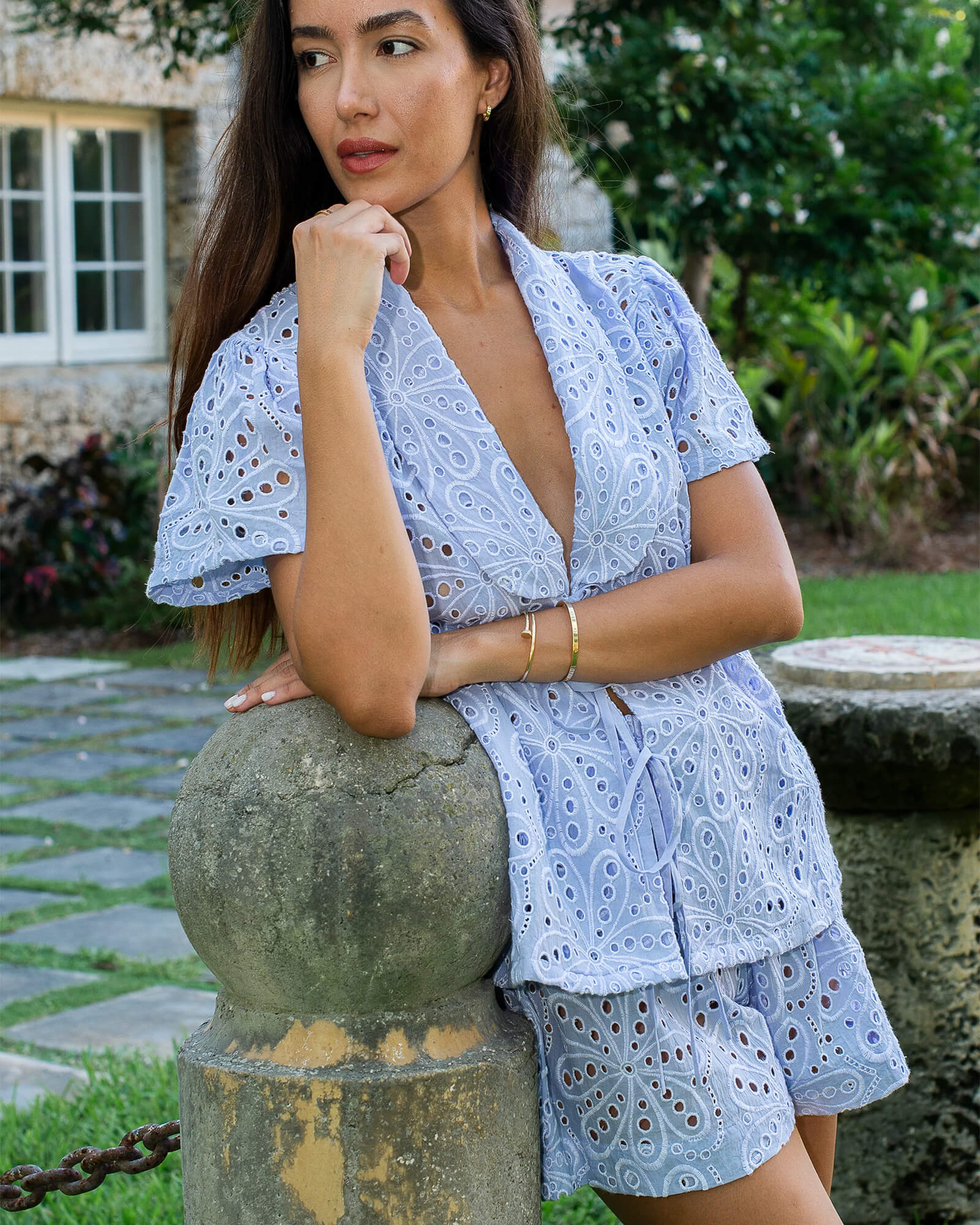 Gala Top Blue Eyelet - Purple Poppy