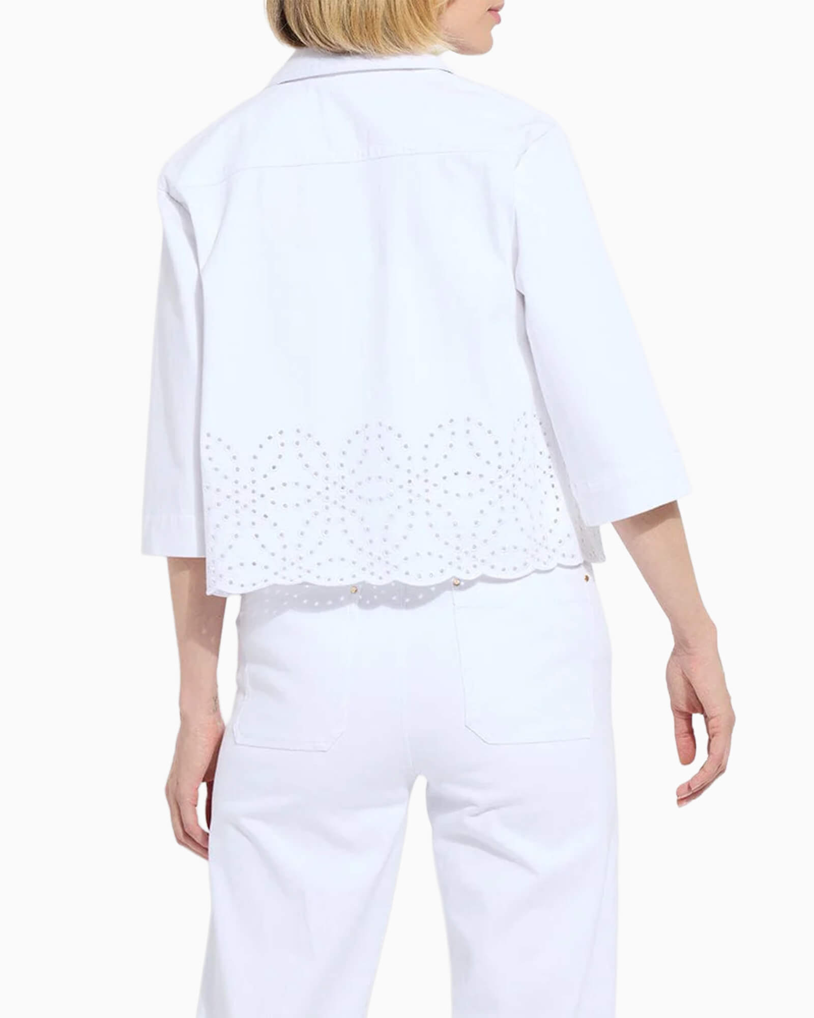 Gem Eyelet Embroidered Denim Jacket