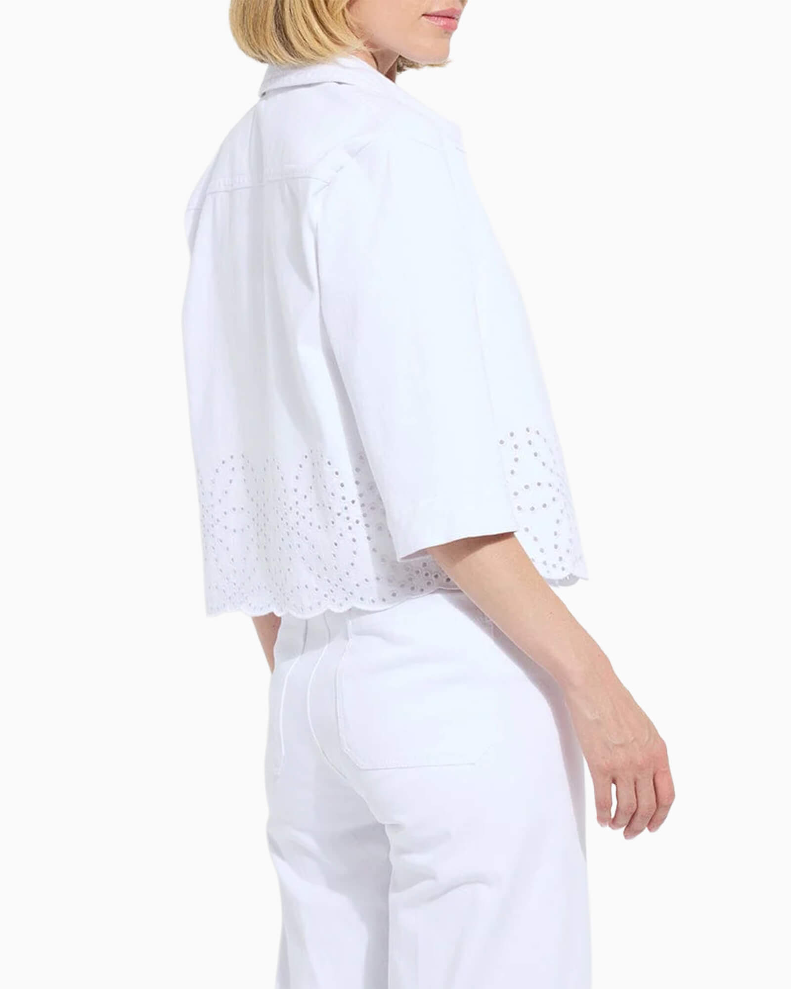 Gem Eyelet Embroidered Denim Jacket