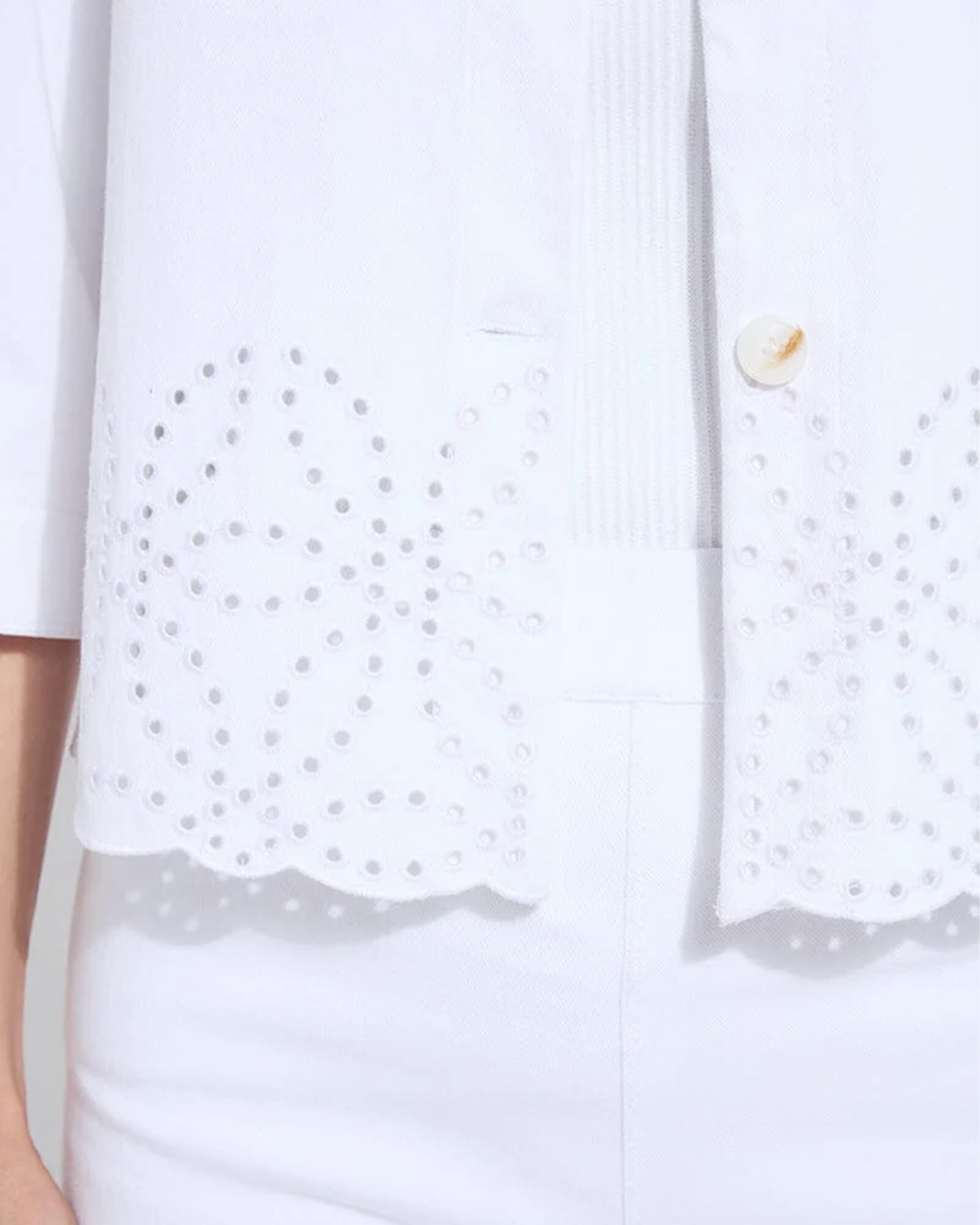 Gem Eyelet Embroidered Denim Jacket
