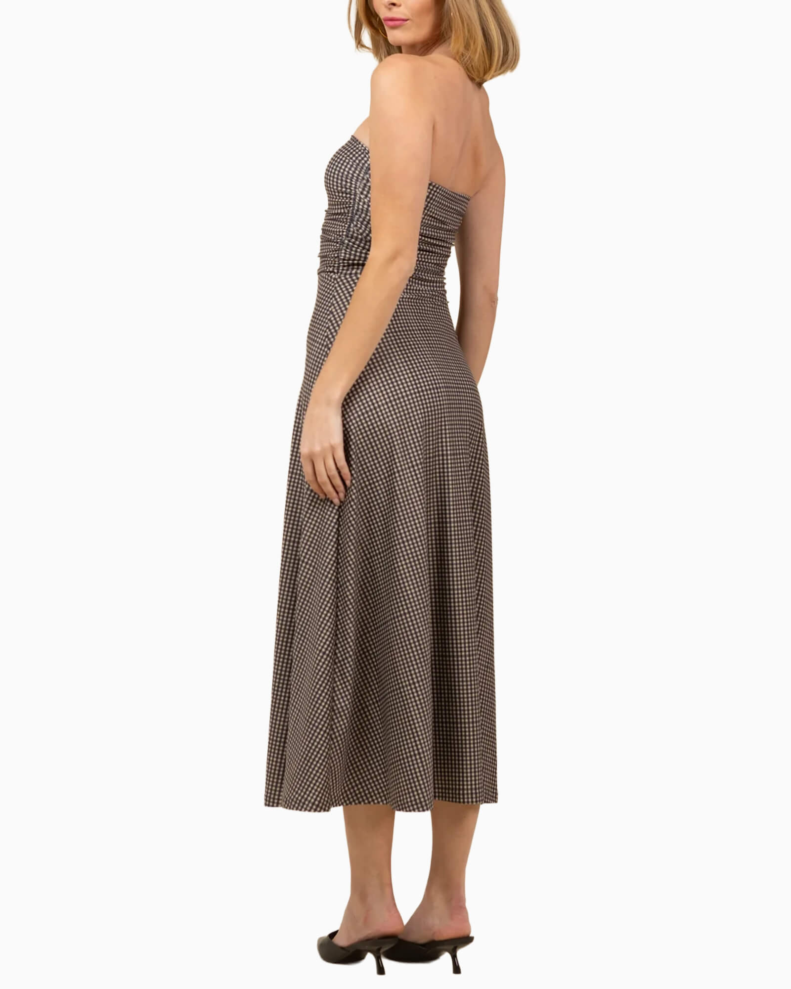 The Gloria Dress Black Beige Gingham
