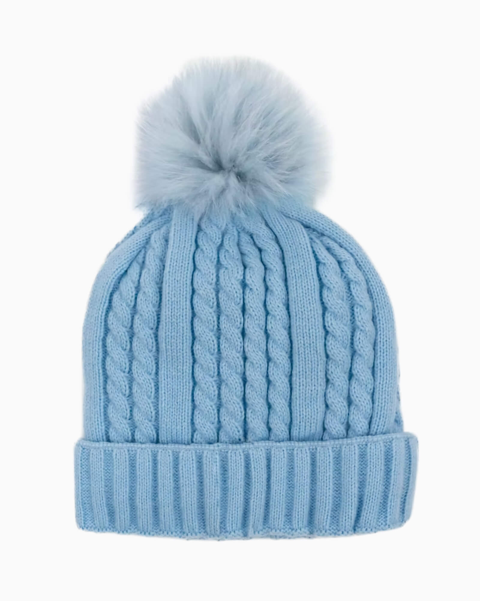 Cable Knit Fleece Lined Beanie Baby Blue