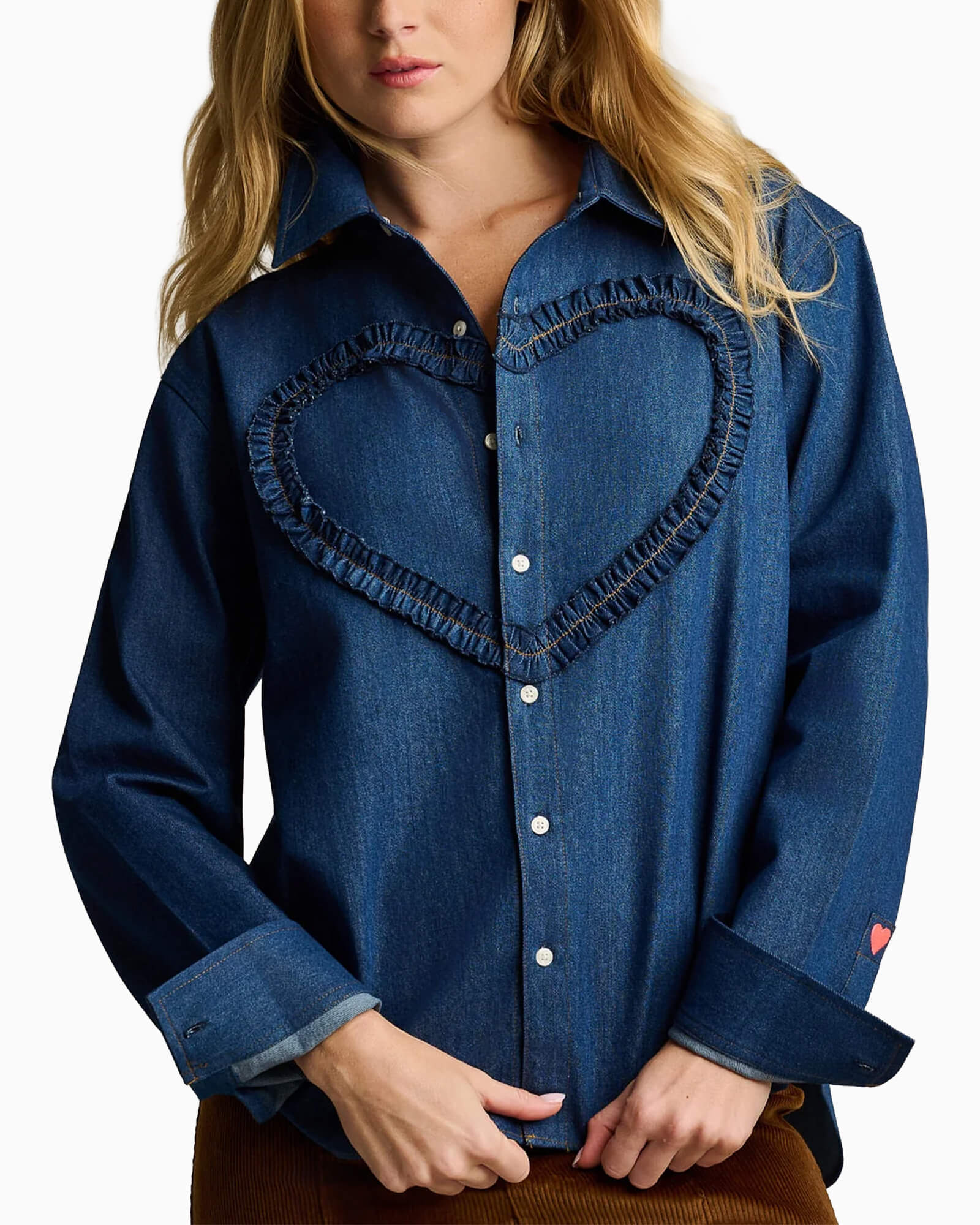 Ruffled Up Woven Denim Top