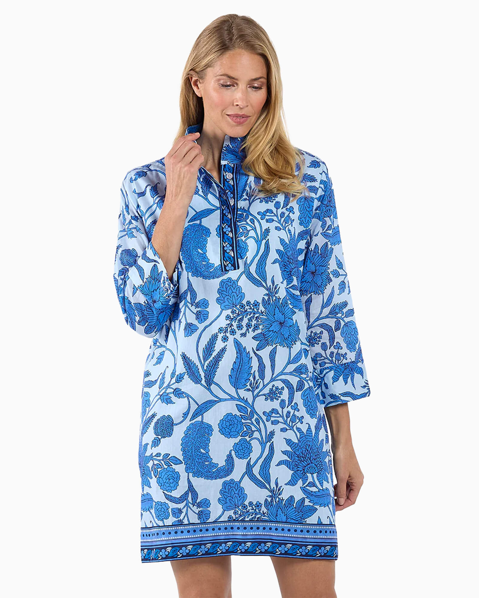 purple block print dress Hand Block Print Cotton Midi Dress: Purple Floral Smocked Bodice Dress