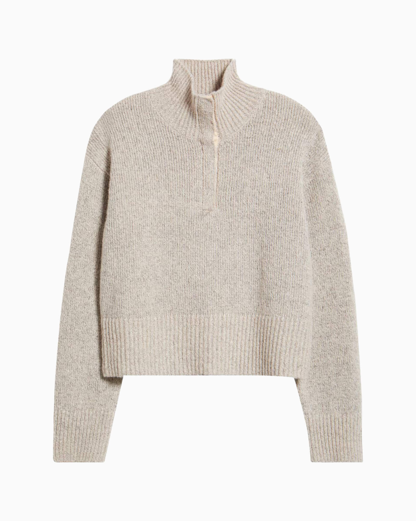 Boxy Snap Front Henley Sweater