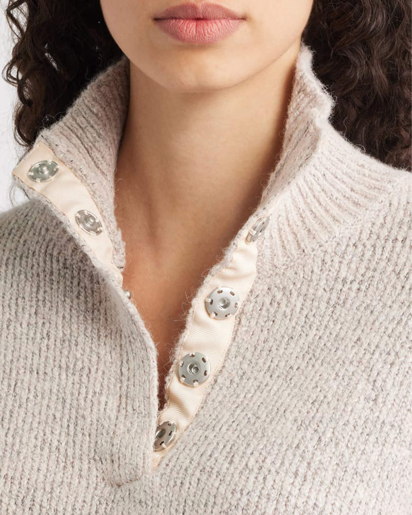 Boxy Snap Front Henley Sweater