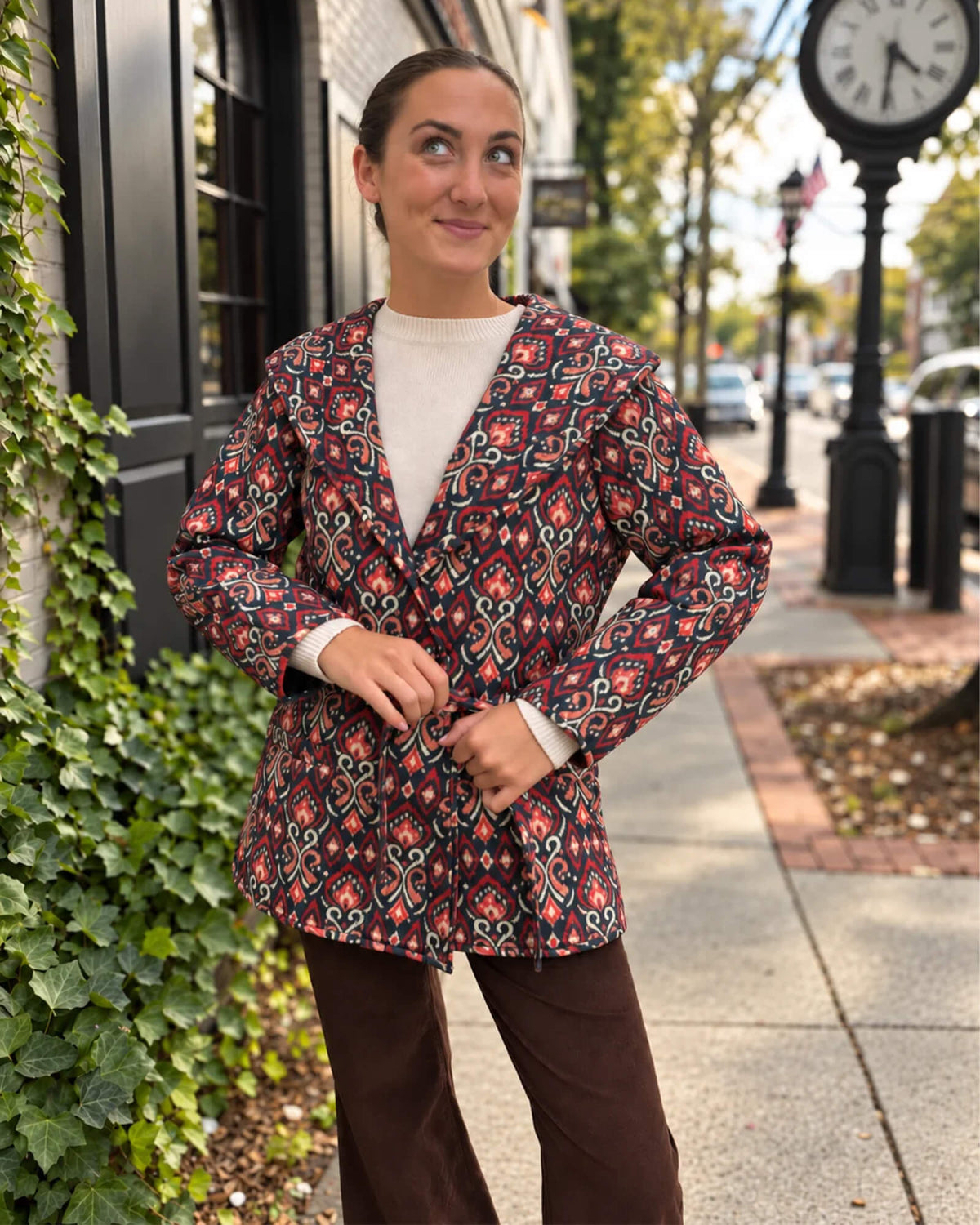 Fall Ikat Long Sleeve Wrap Coat