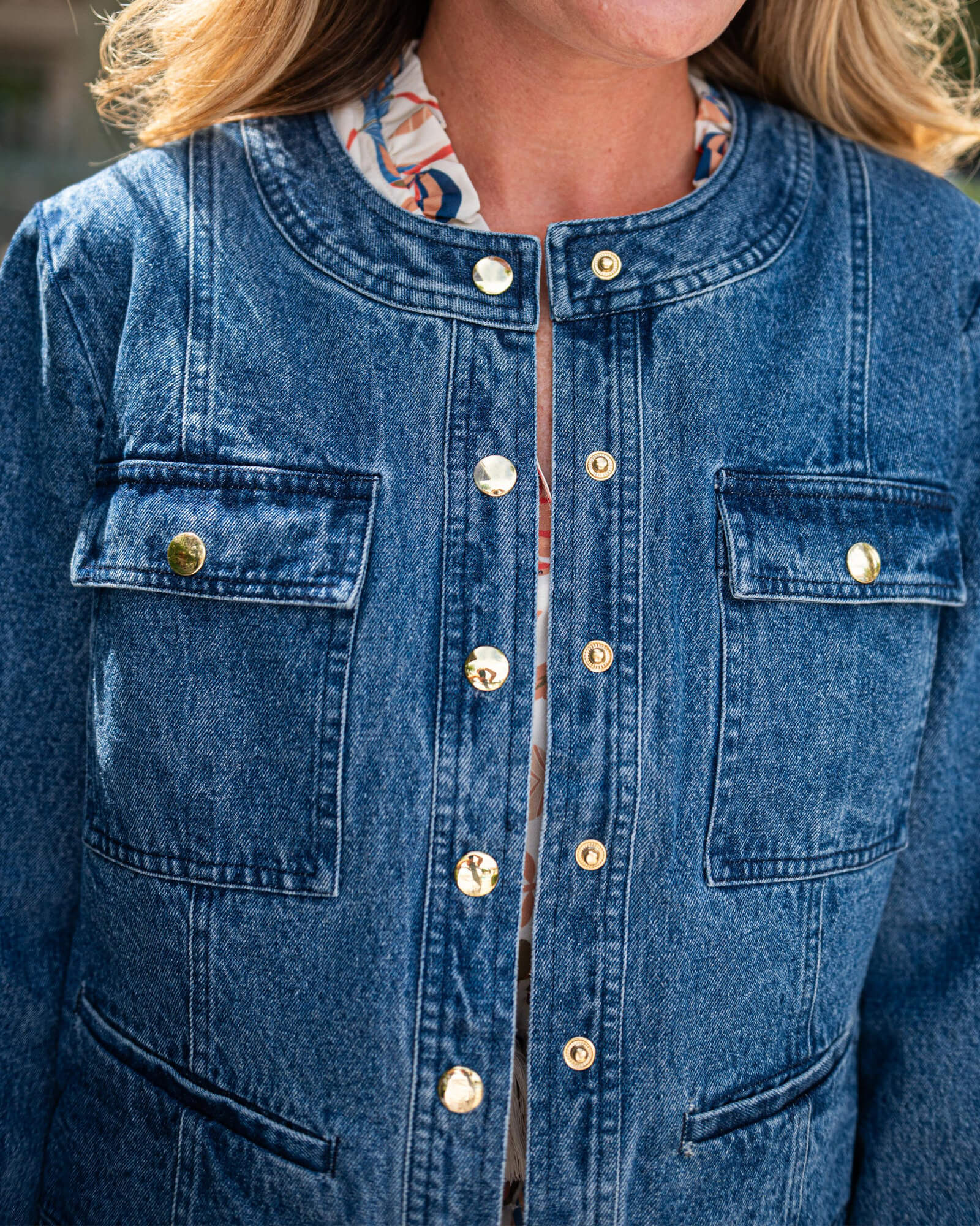 Denim Button Front Jacket