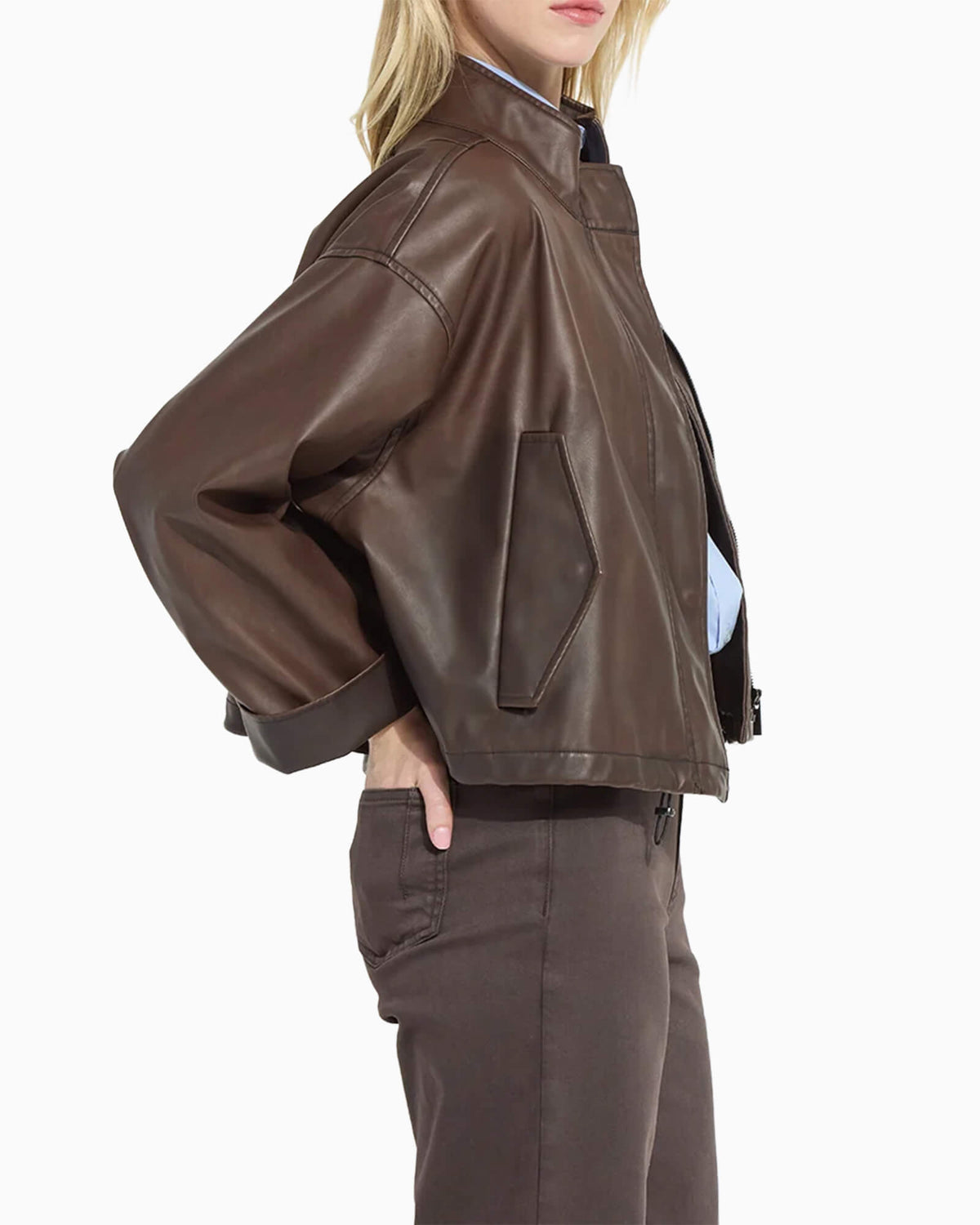 Mina Oversized Washed Vegan Leather Coat